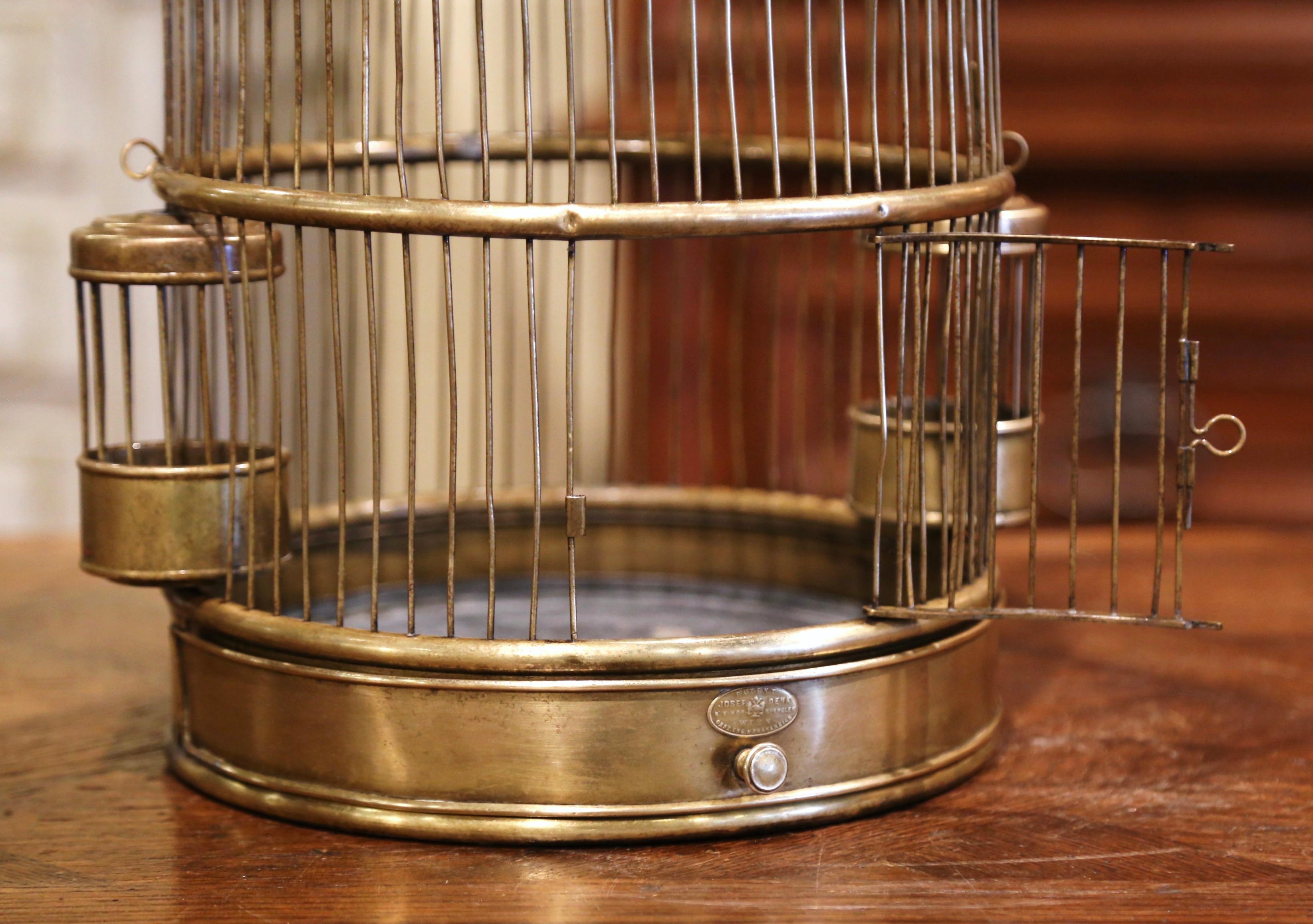 Early 20th Century French Napoleon III Brass Birdcage with Zinc Removable Tray 2