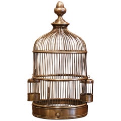 Early 20th Century French Napoleon III Brass Birdcage with Zinc Removable Tray