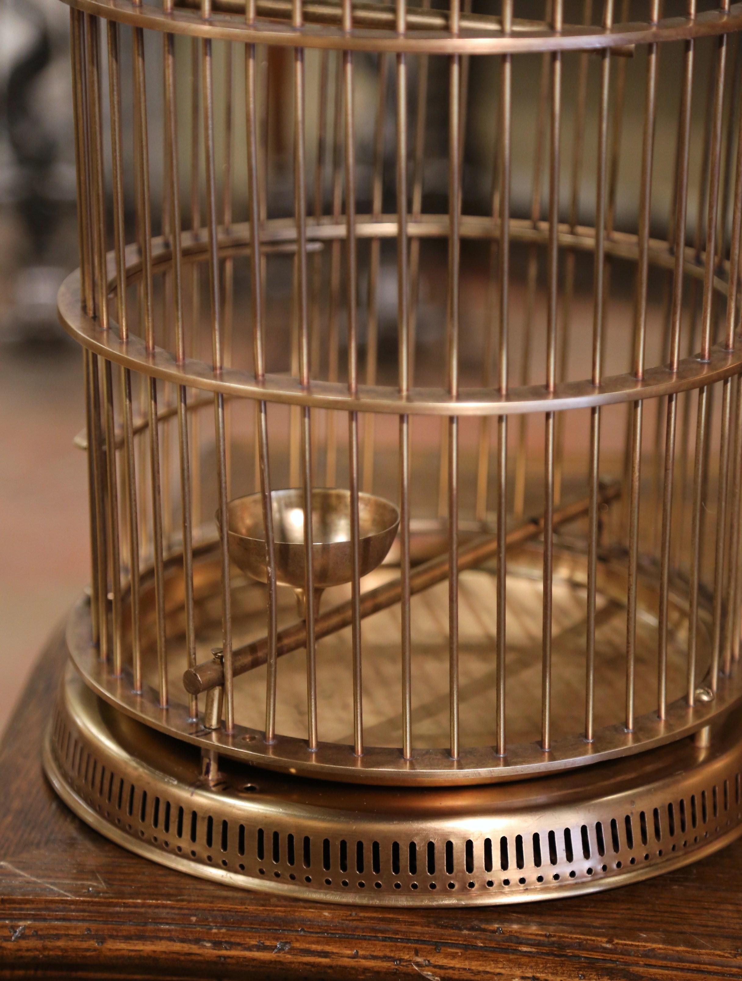 Early 20th Century French Napoleon III Brass Wire Birdcage In Excellent Condition For Sale In Dallas, TX