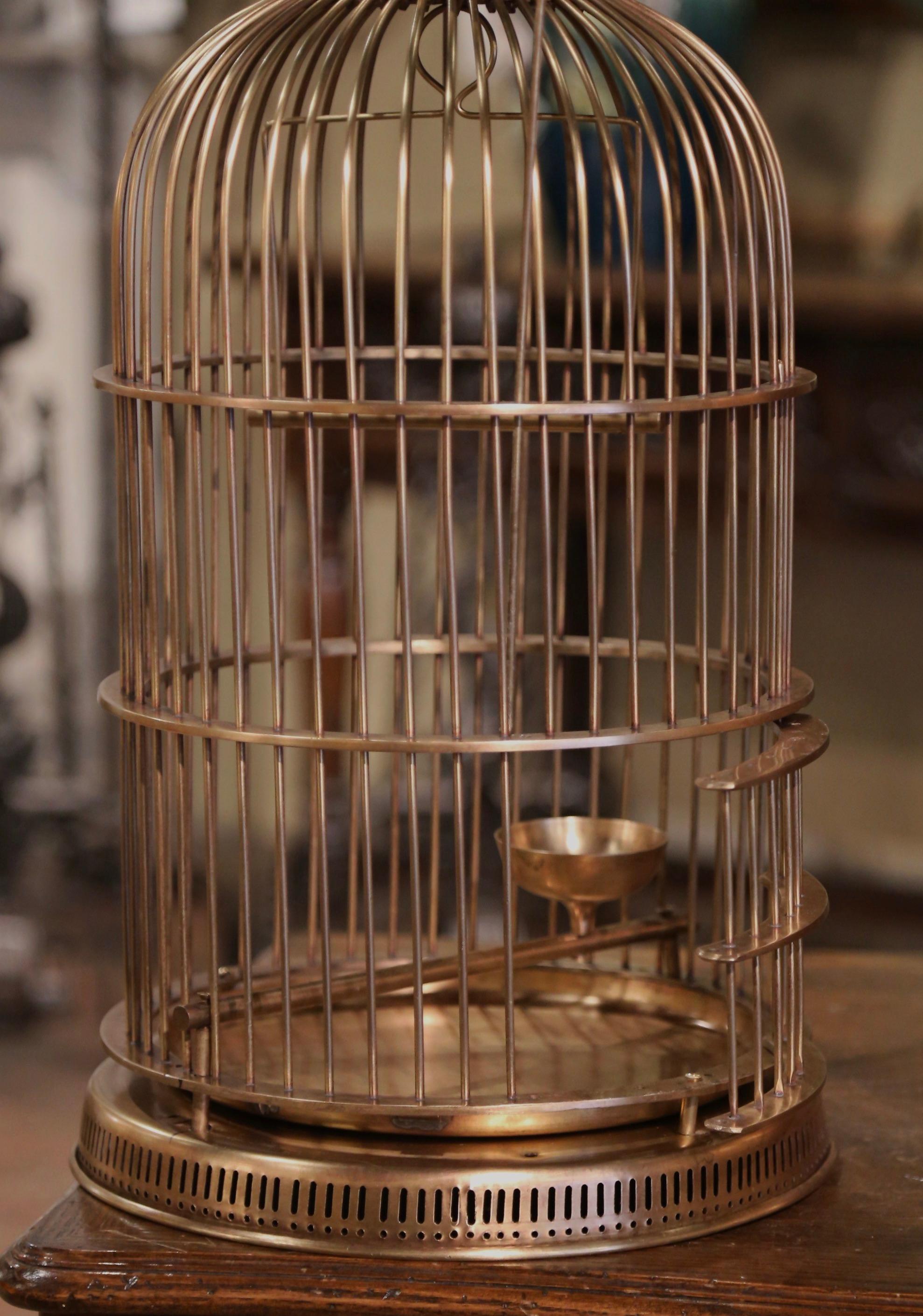 Early 20th Century French Napoleon III Brass Wire Birdcage For Sale 3