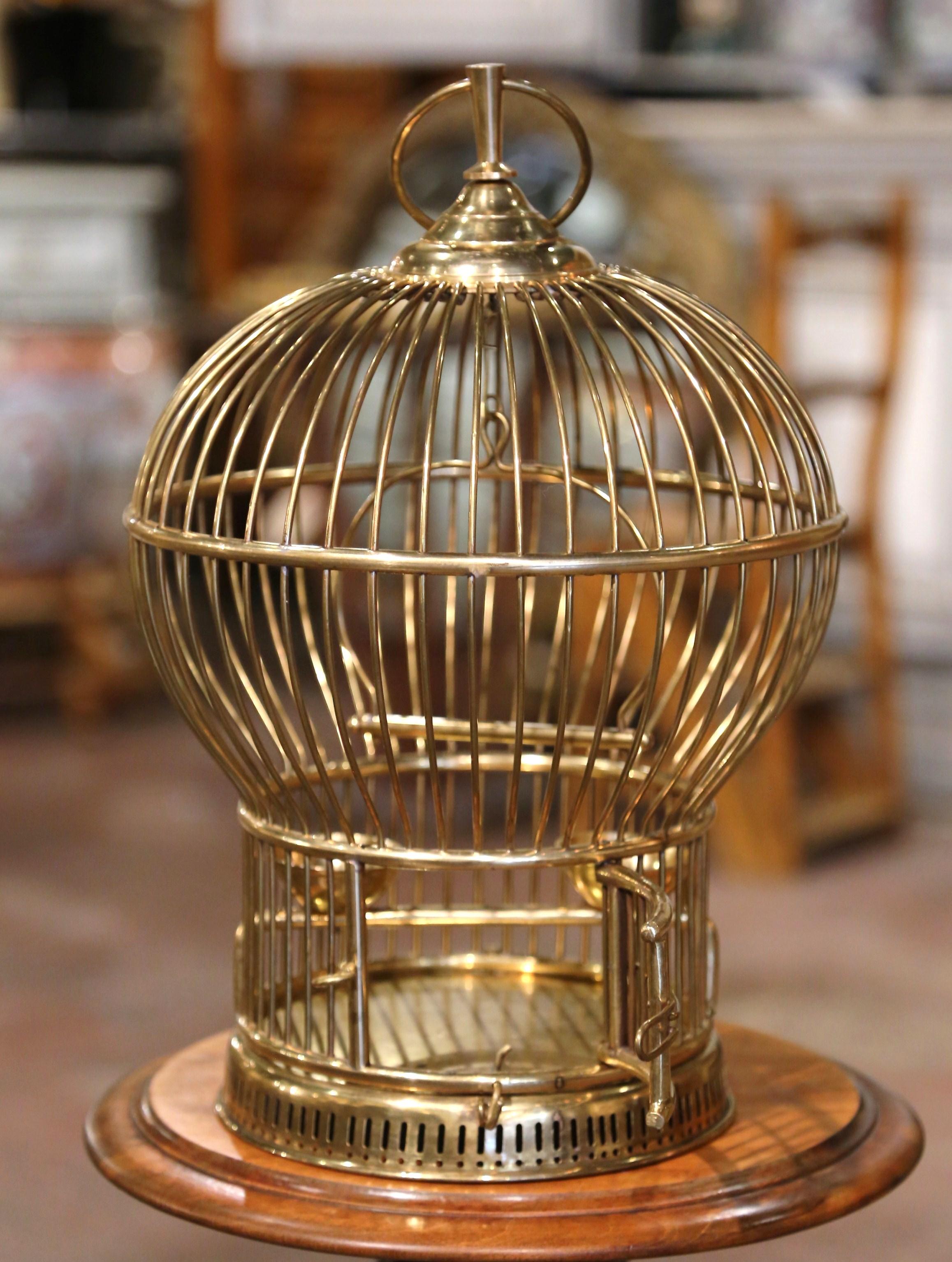 Early 20th Century French Napoleon III Brass Wire Birdcage with Dome Top 2