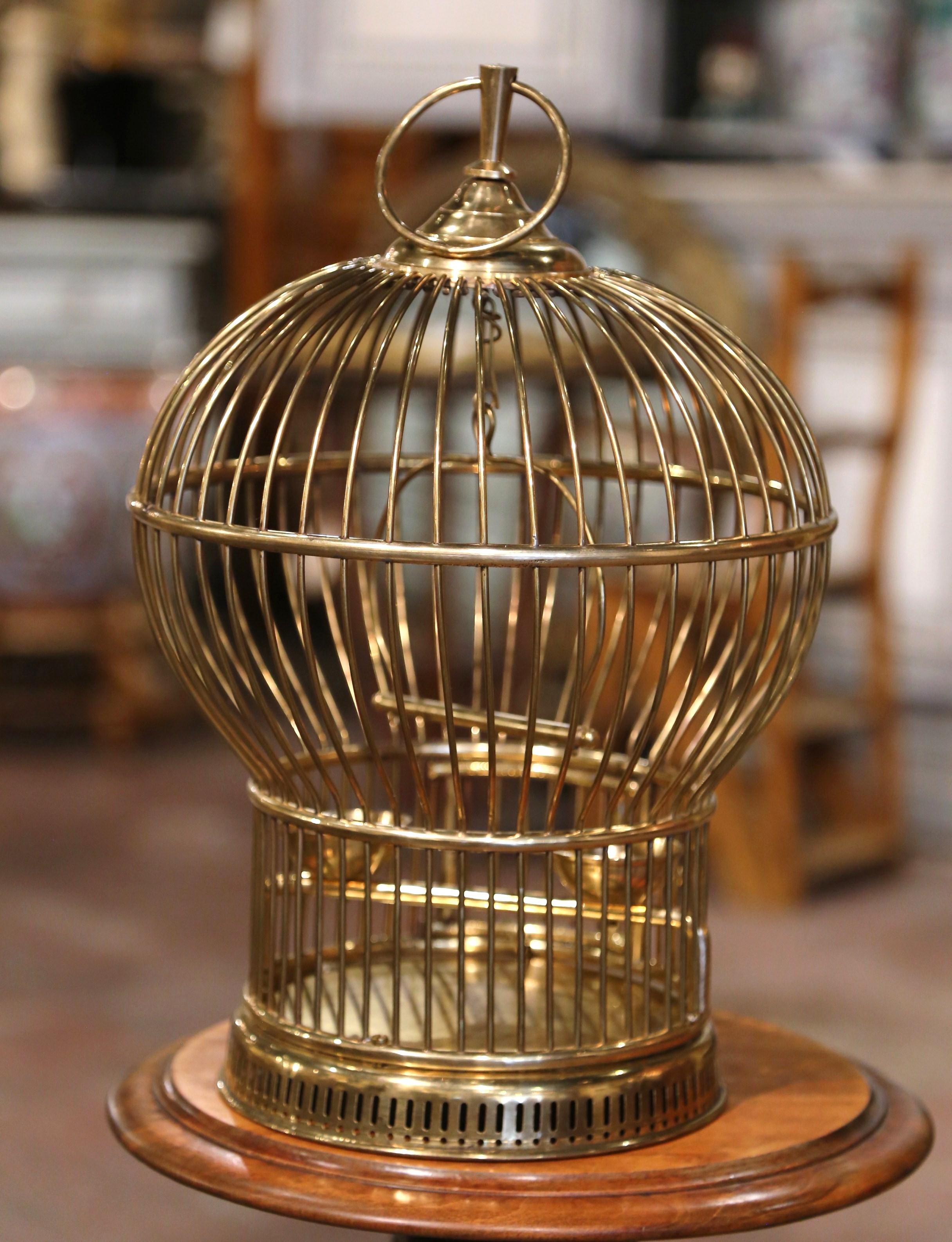 Early 20th Century French Napoleon III Brass Wire Birdcage with Dome Top 4