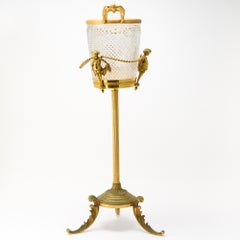 Early 20th Century French Napoleon III Bronze / Crystal Bottle Cooler on Stand