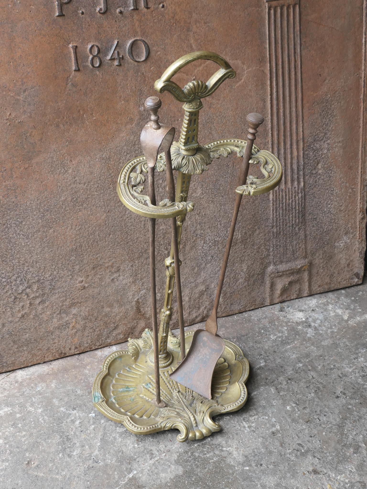 Brass Early 20th Century French Napoleon III Style Fireplace Tool Set For Sale