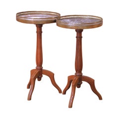 Early 20th Century French Napoleon III Walnut Martini Tables with Marble Tops
