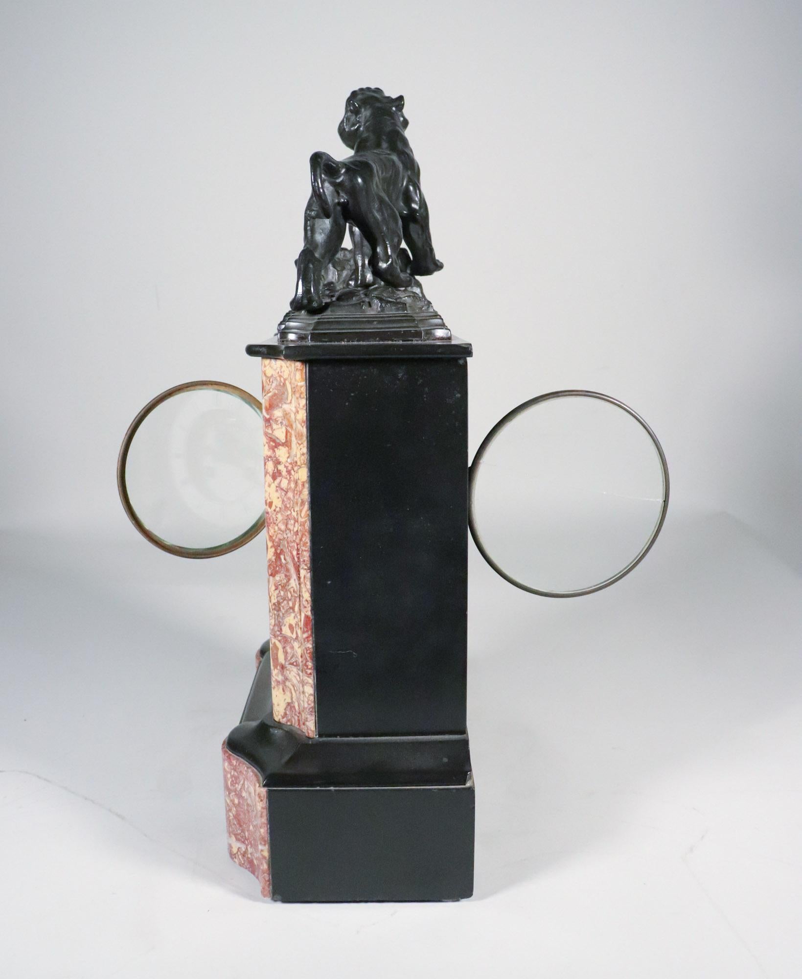 Early 20th Century French Neoclassical Black Slate and Marble Mantel Clock For Sale 4