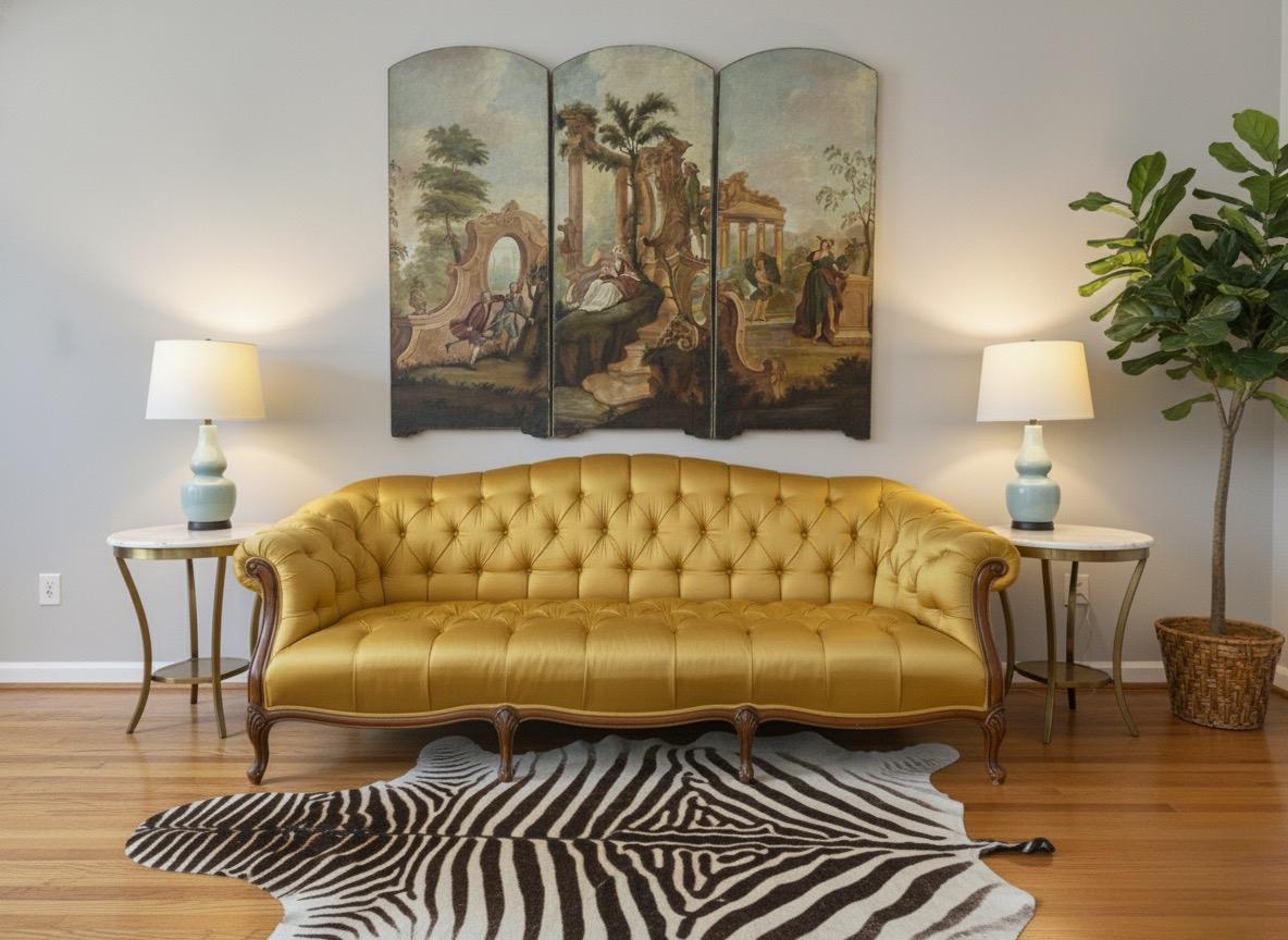 Neoclassico Olio neoclassico su tela dei primi del Novecento French Room in vendita