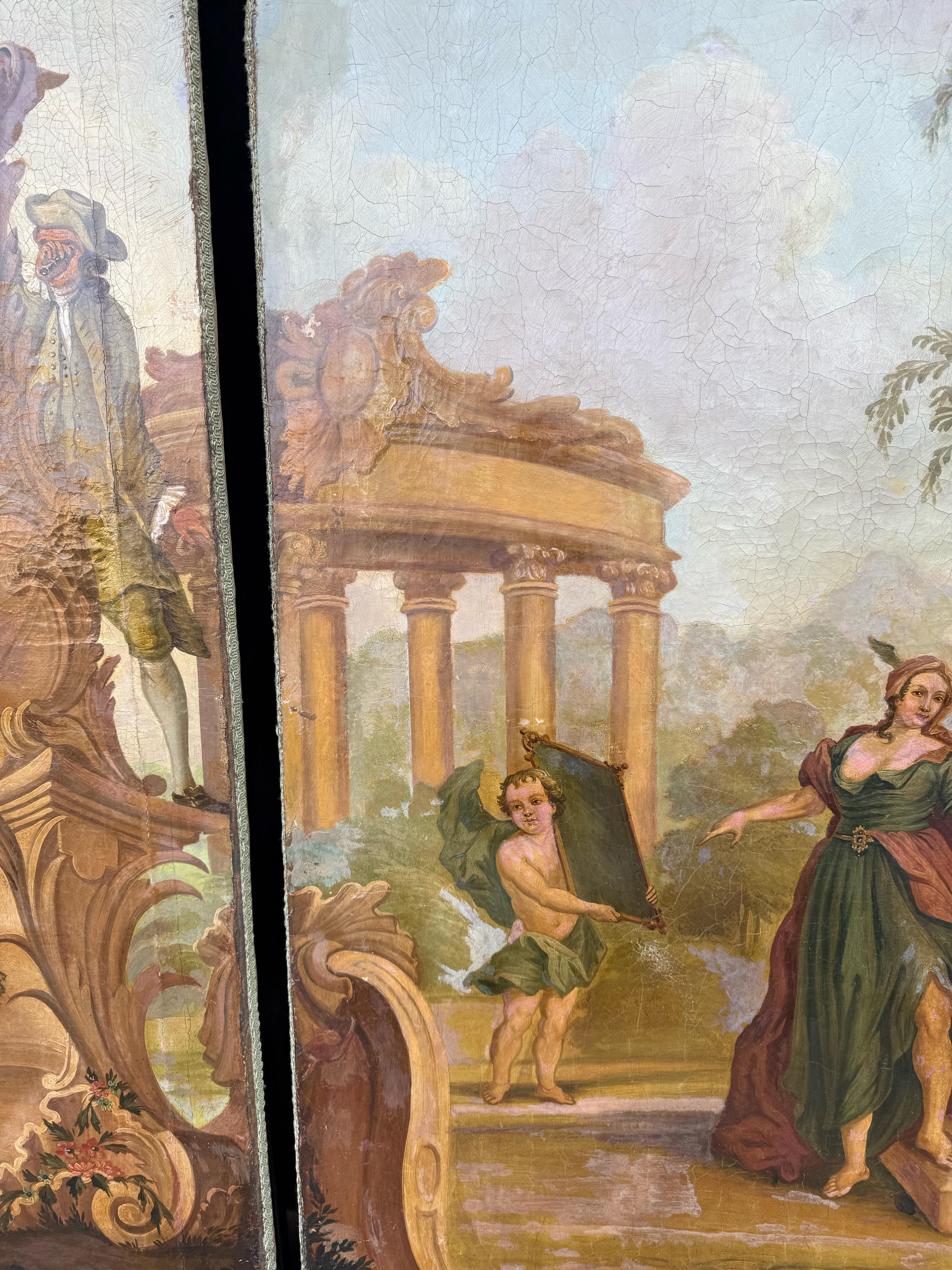 XX secolo Olio neoclassico su tela dei primi del Novecento French Room in vendita