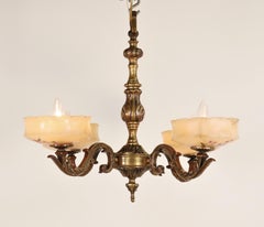 Early 20th Century French Neoclassical Style Bronze and Alabaster Chandelier