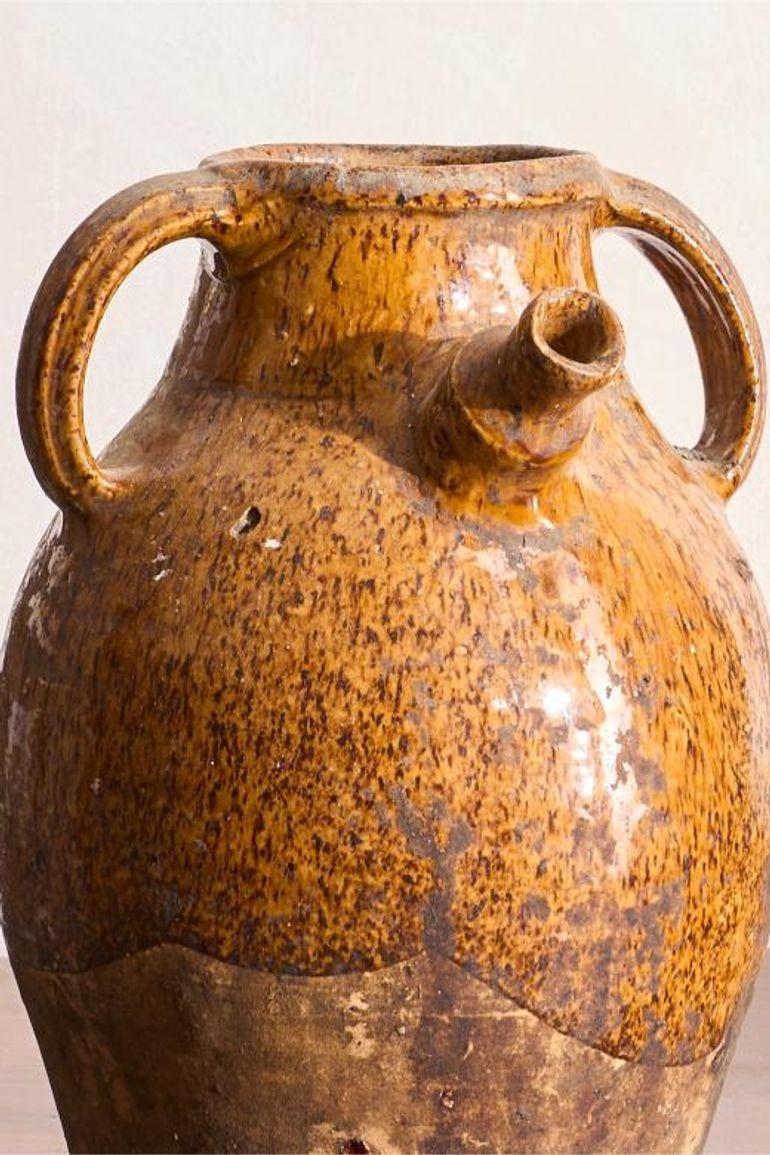Early 20th century French nut oil jar- Brown glaze In Excellent Condition For Sale In Malton, GB