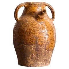 Used Early 20th century French nut oil jar- Brown glaze