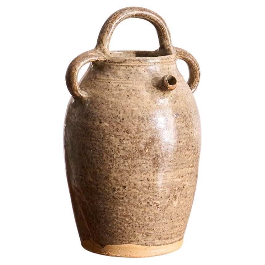 Early 20th century French nut oil jar- Grey glaze For Sale