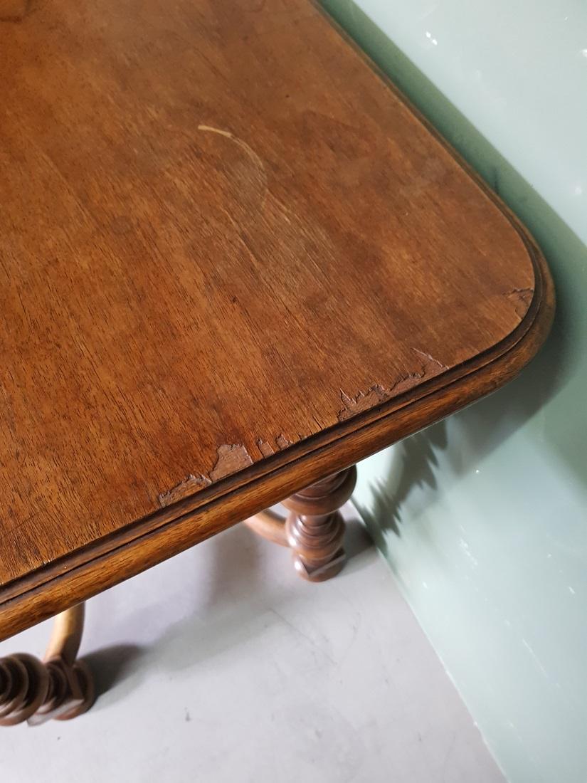 Early 20th Century French Nutwood Table with Drawer from ‘Soubrier Paris’ 1