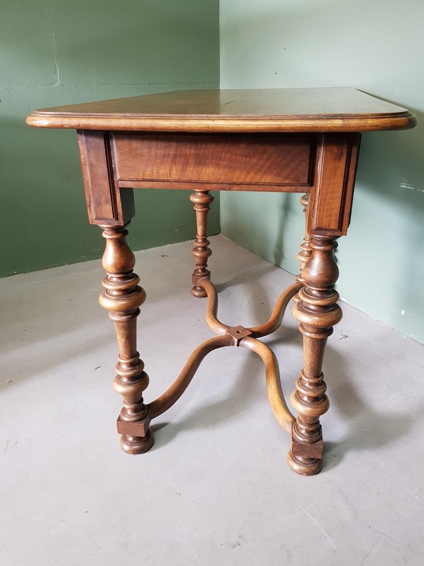 Early 20th Century French Nutwood Table with Drawer from ‘Soubrier Paris’ 4