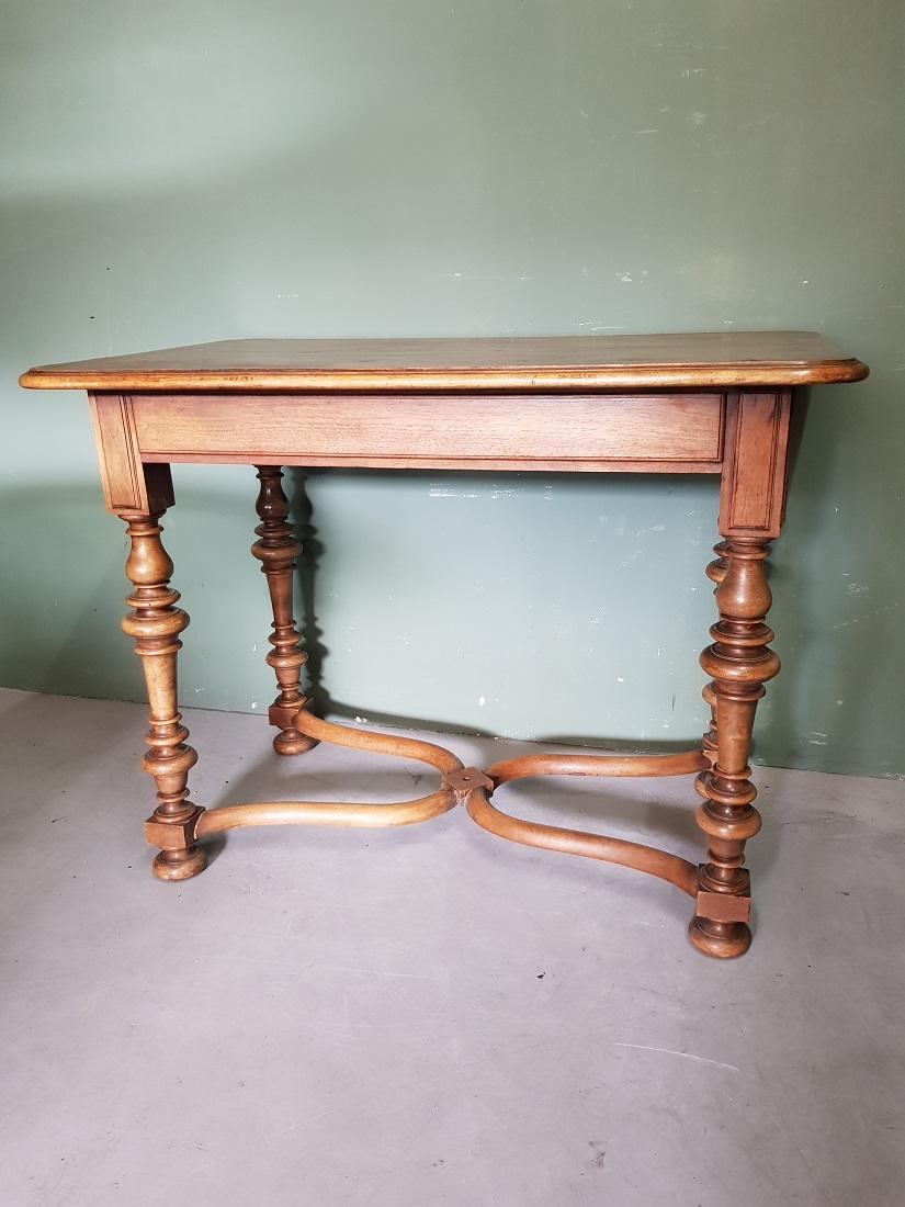 Early 20th Century French Nutwood Table with Drawer from ‘Soubrier Paris’ 5