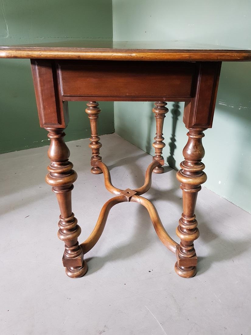 Early 20th Century French Nutwood Table with Drawer from ‘Soubrier Paris’ 6