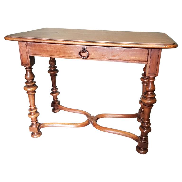 Early 20th Century French Nutwood Table with Drawer from ‘Soubrier Paris’