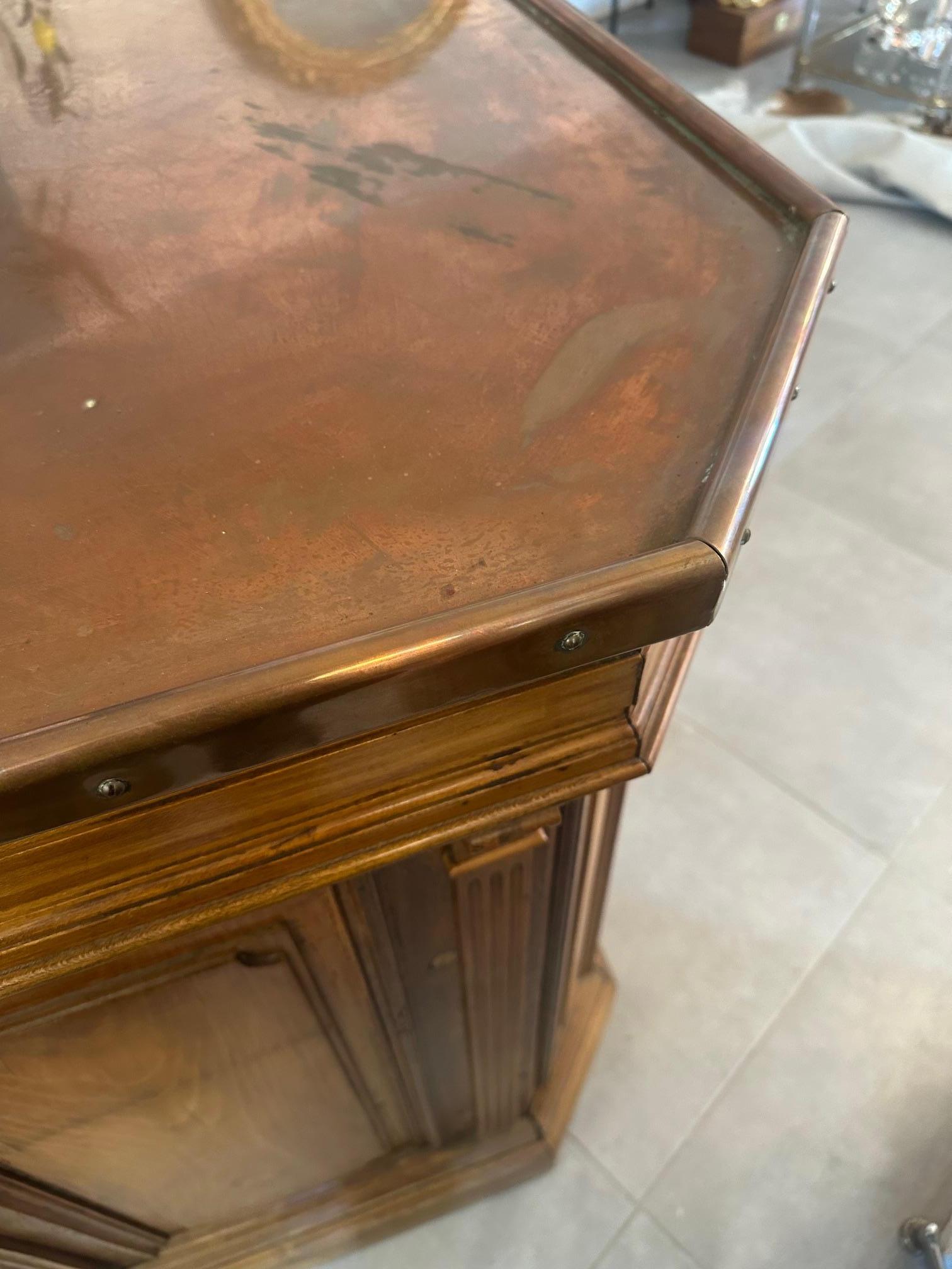 Bancone da bar francese in Oak e rame, inizio XX secolo in vendita 10