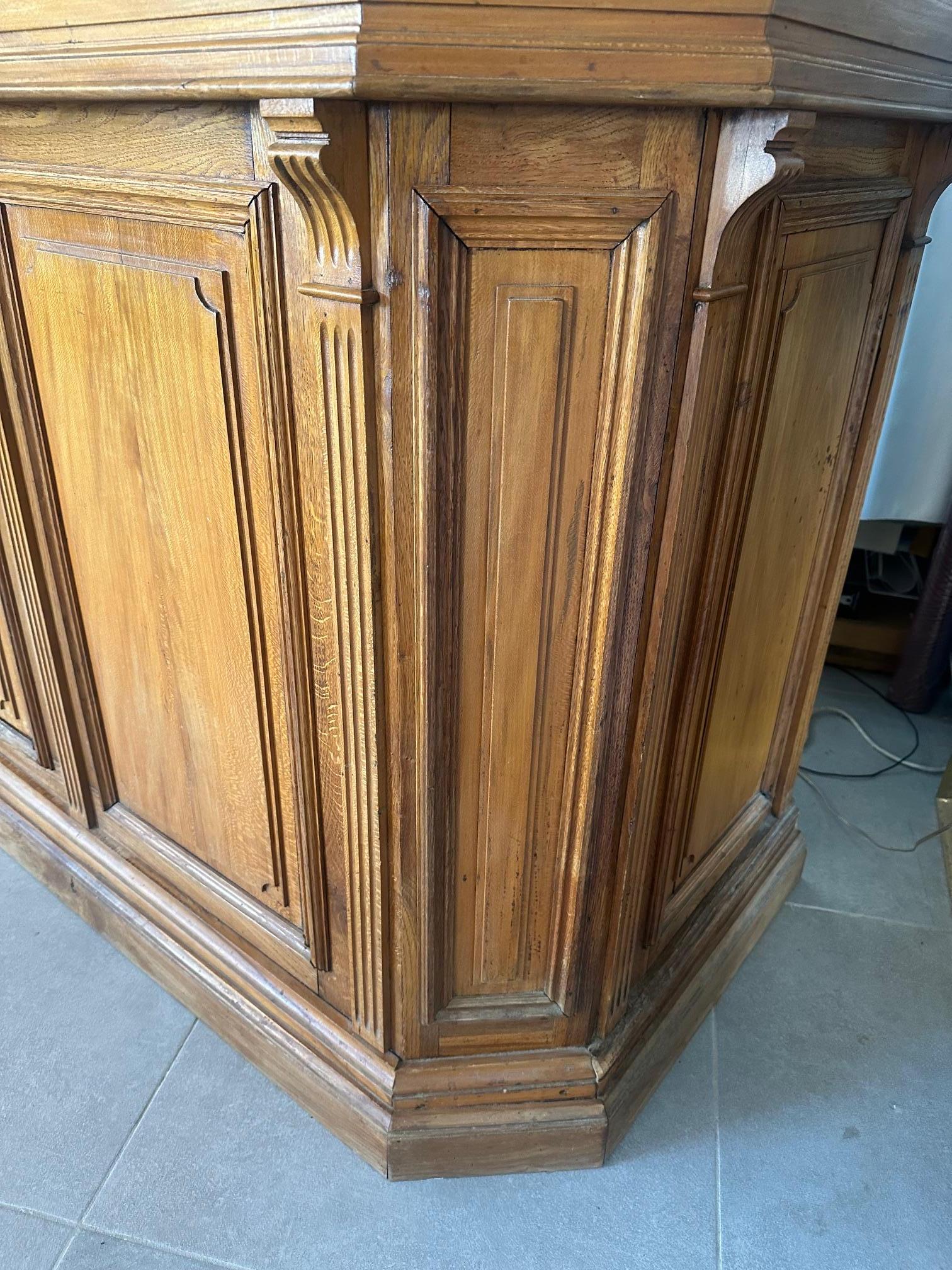 Bancone da bar francese in Oak e rame, inizio XX secolo in vendita 13