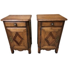 Antique Early 20th Century French Oak Bedside Tables