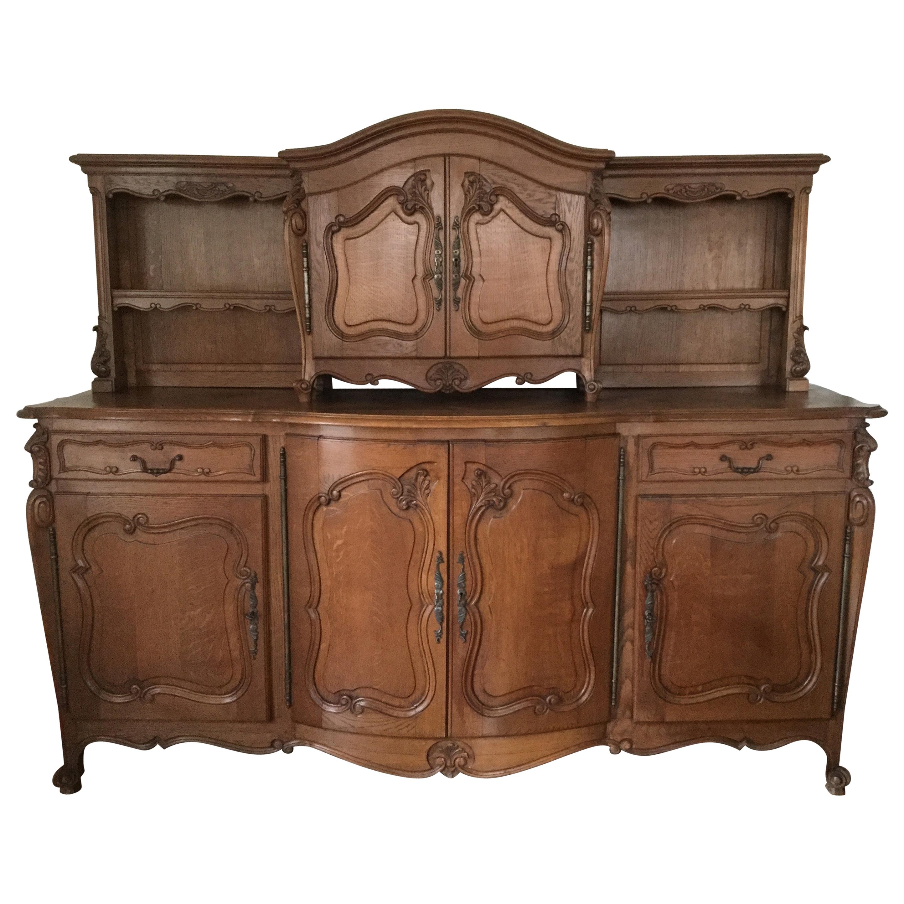 Early 20th Century French Oak Bombe Sideboard For Sale
