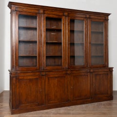 Early 20th Century French Oak Bookcase Cabinet with Glass Doors