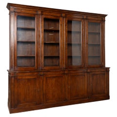 Early 20th Century French Oak Bookcase Cabinet with Glass Doors