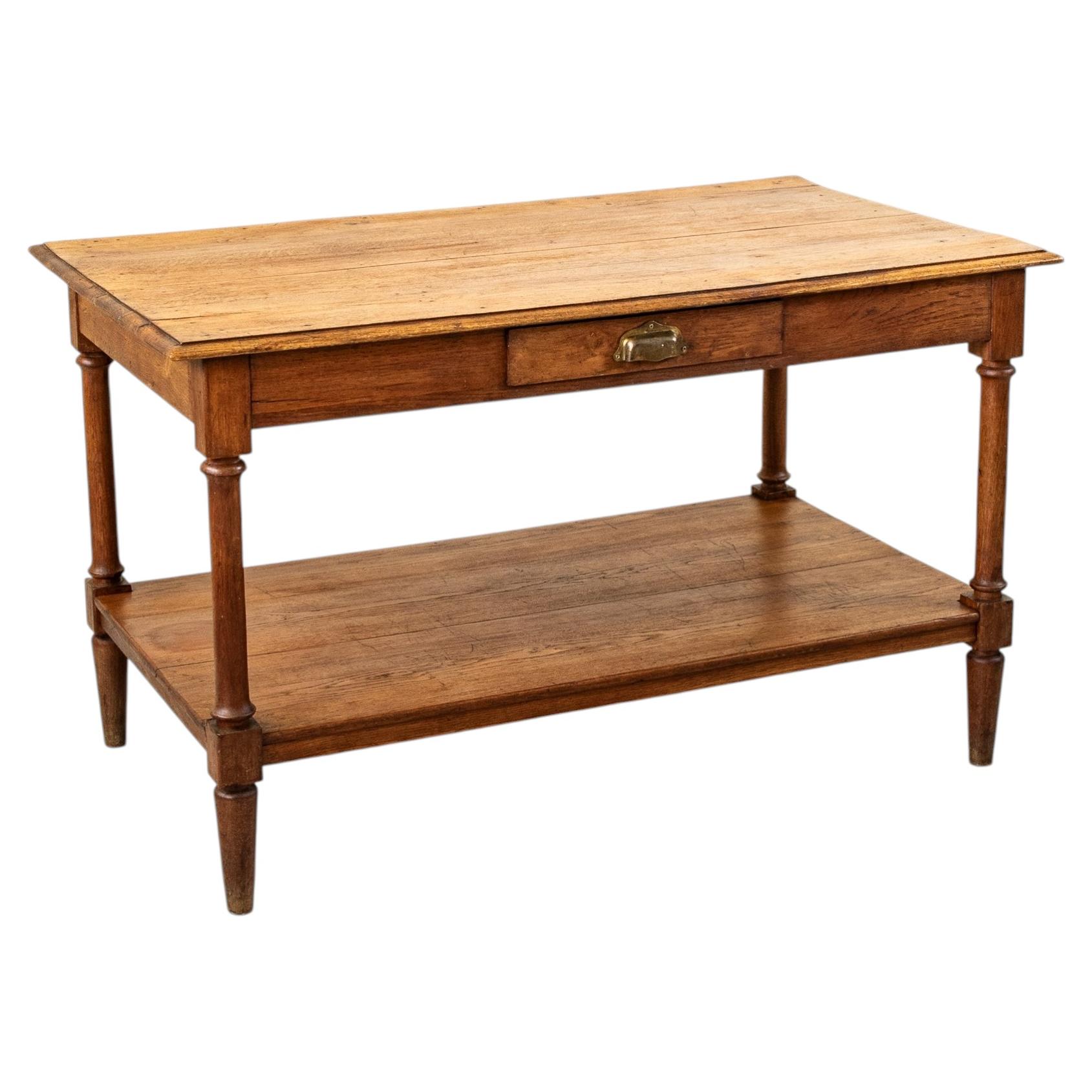 Early 20th Century French Oak Draper's or Silk Trader's Table, Kitchen Island