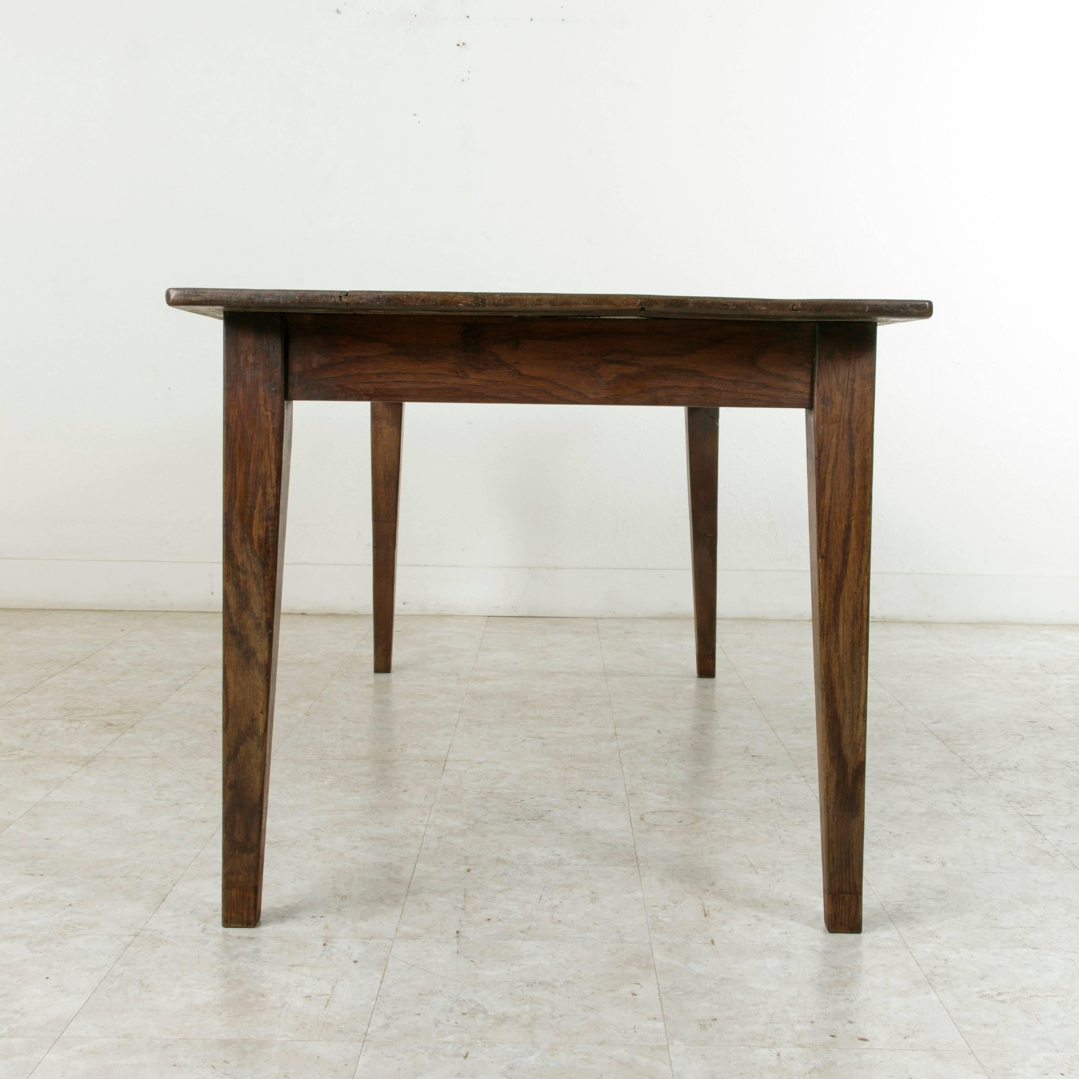 Mid-20th Century Early 20th Century French Oak Farm Table, Dining Table with Drawer from Normandy