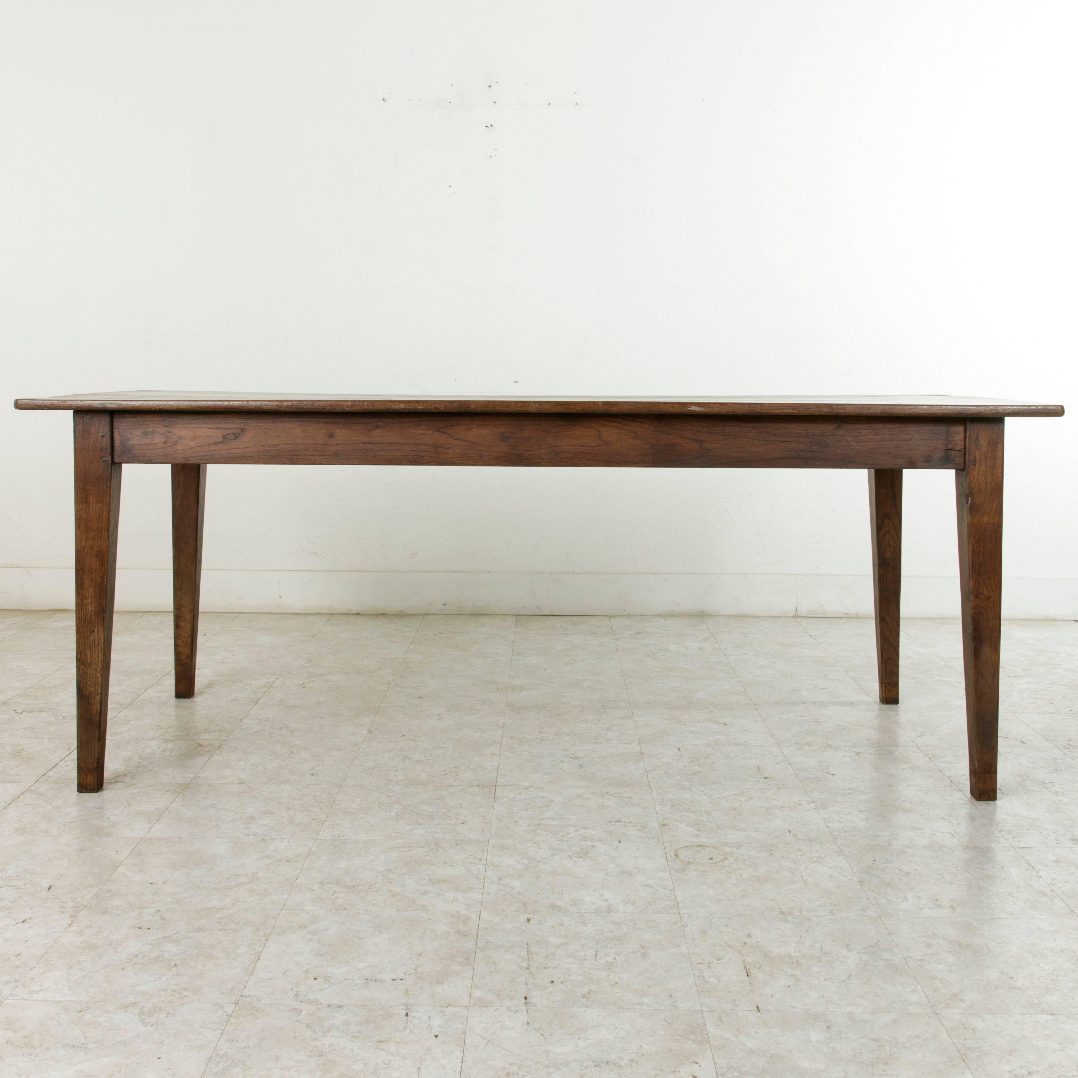 Early 20th Century French Oak Farm Table, Dining Table with Drawer from Normandy 1