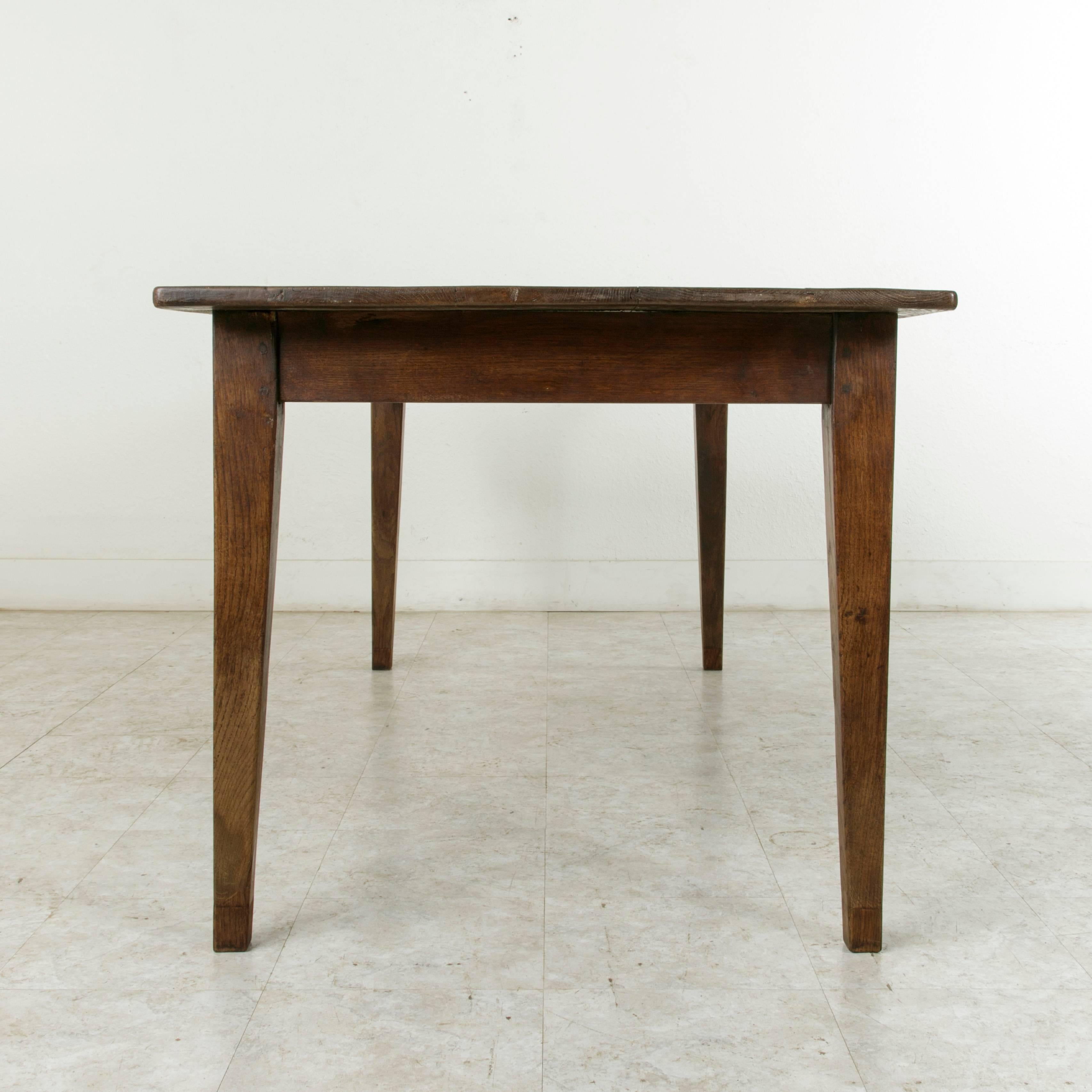 Early 20th Century French Oak Farm Table, Dining Table with Drawer from Normandy 2