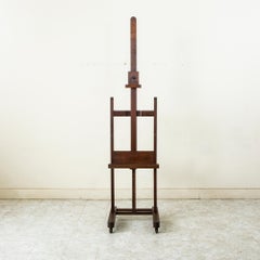 Early 20th Century French Oak Floor Easel with 70" to 103" Adjustable Height
