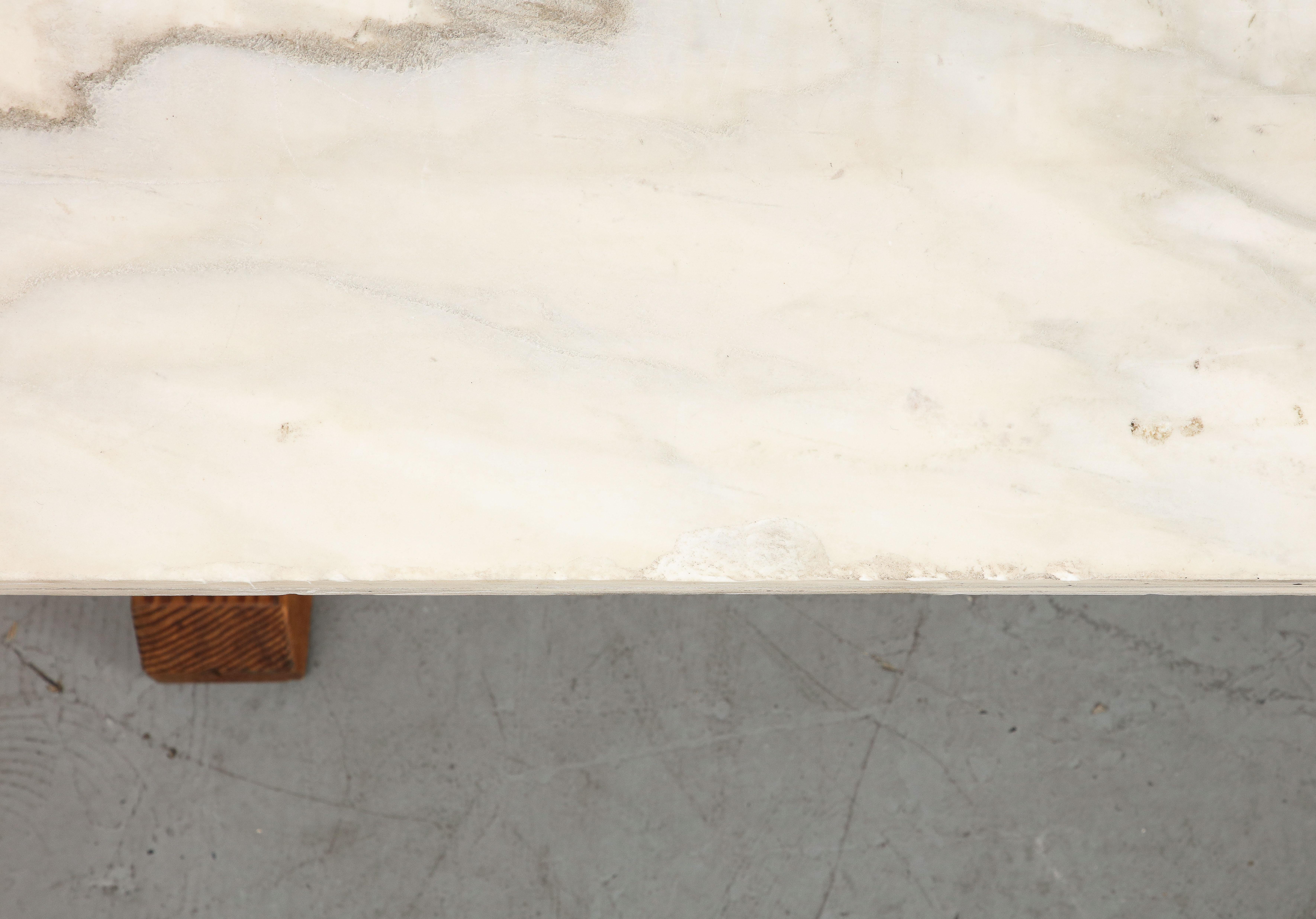 Early 20th Century French Oak Hall Table / Console with White Marble Top 7