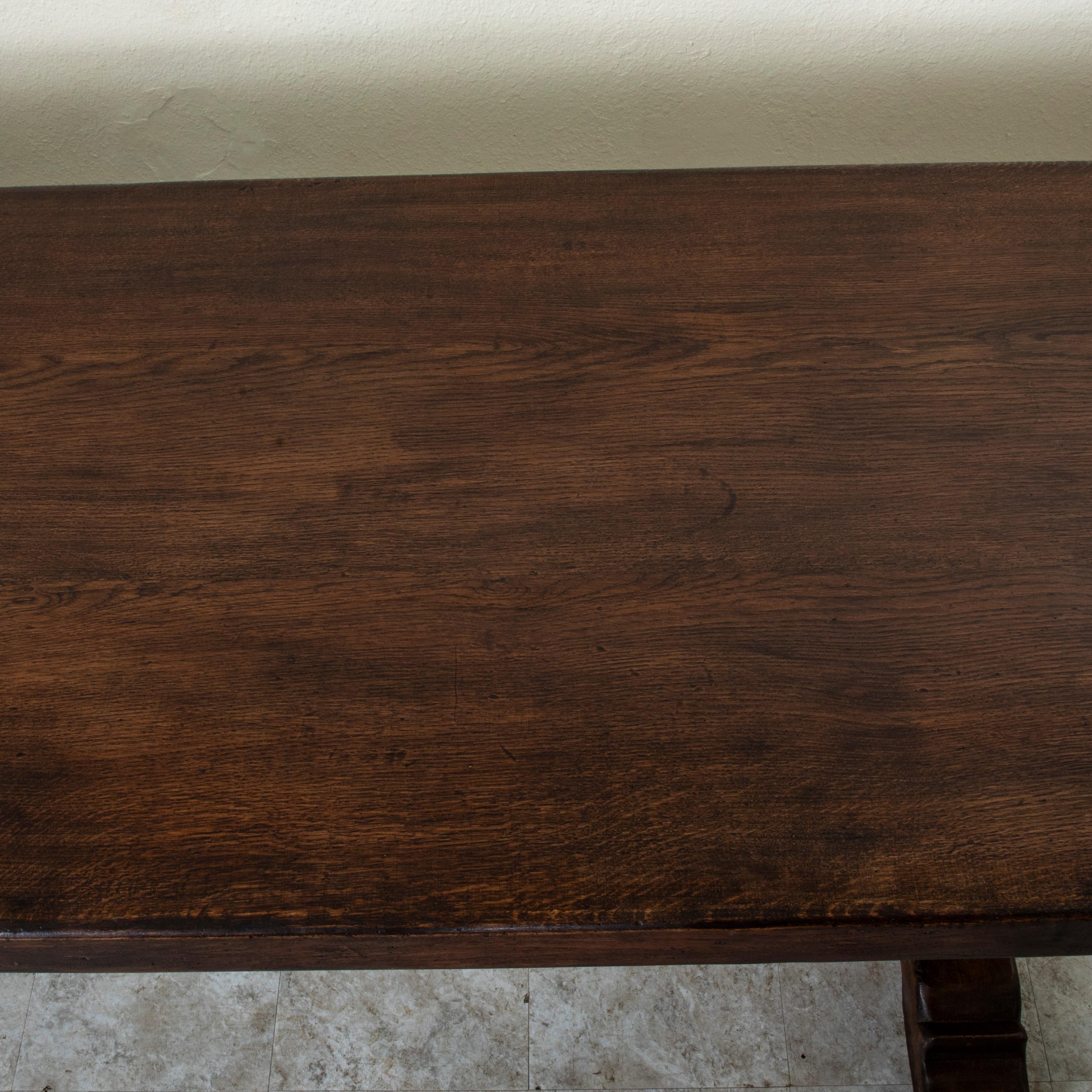 Mesa de monasterio francesa de roble de principios del siglo XX, mesa de comedor, 3 metros de largo en venta 5