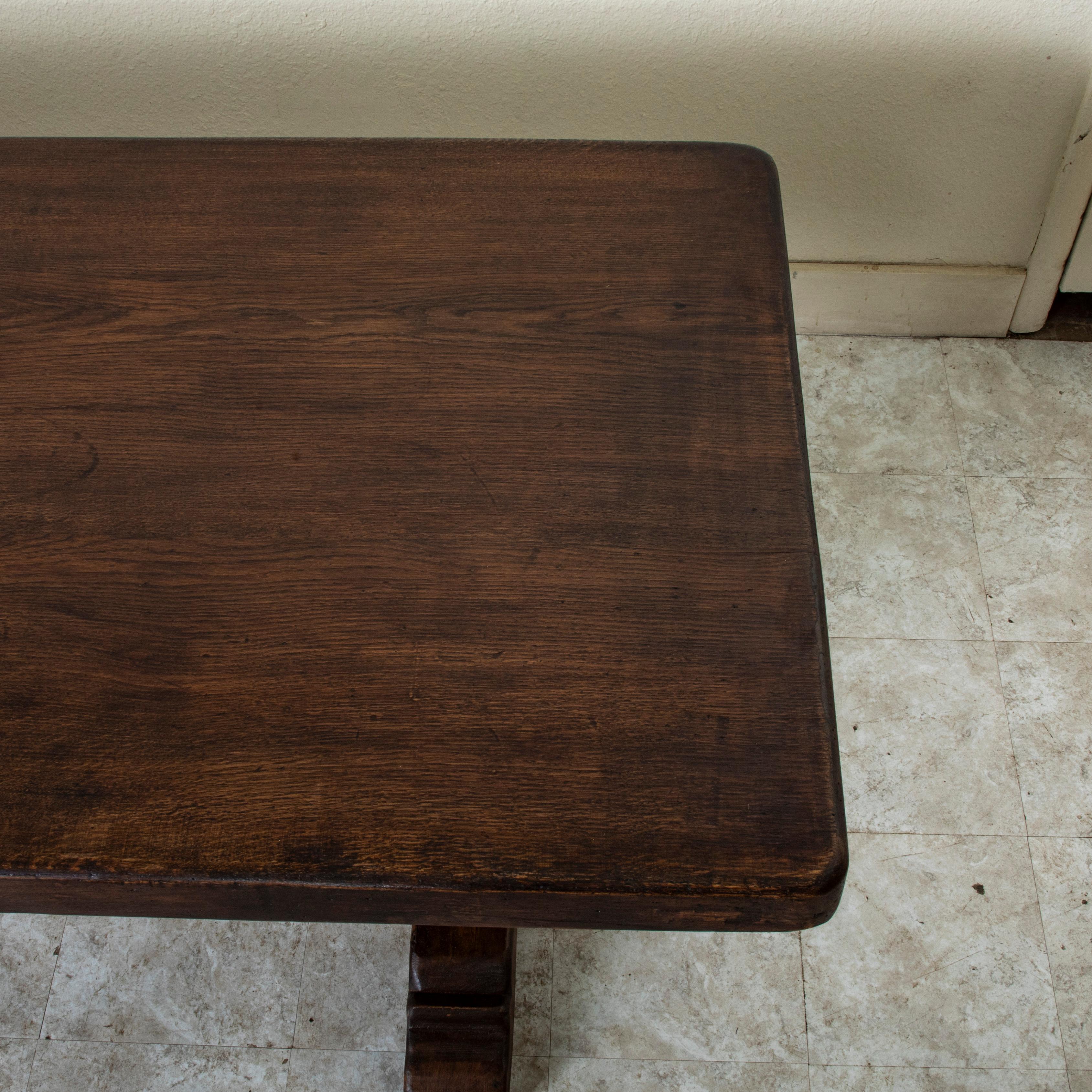 Mesa de monasterio francesa de roble de principios del siglo XX, mesa de comedor, 3 metros de largo en venta 6