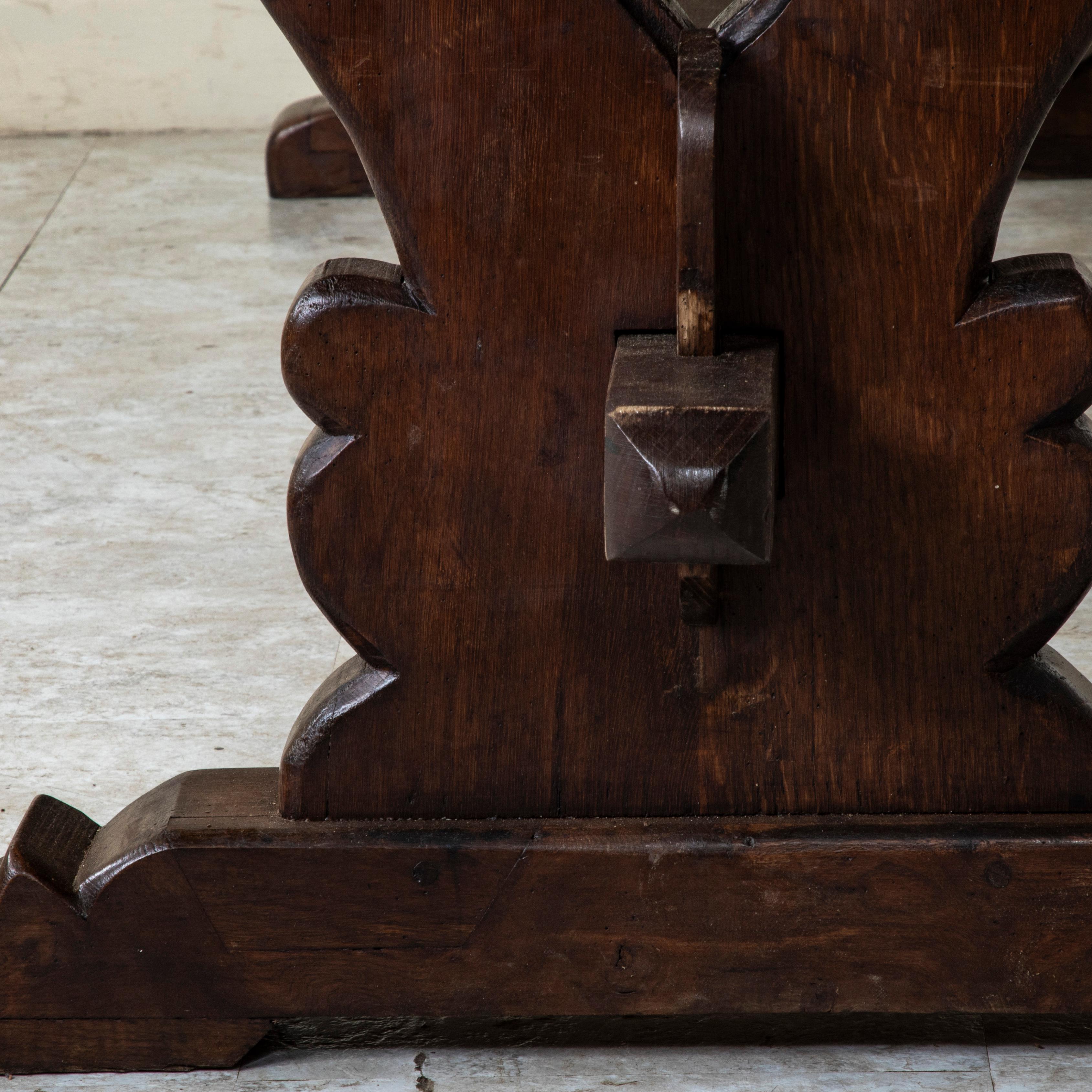 Mesa de monasterio francesa de roble de principios del siglo XX, mesa de comedor, 3 metros de largo en venta 9