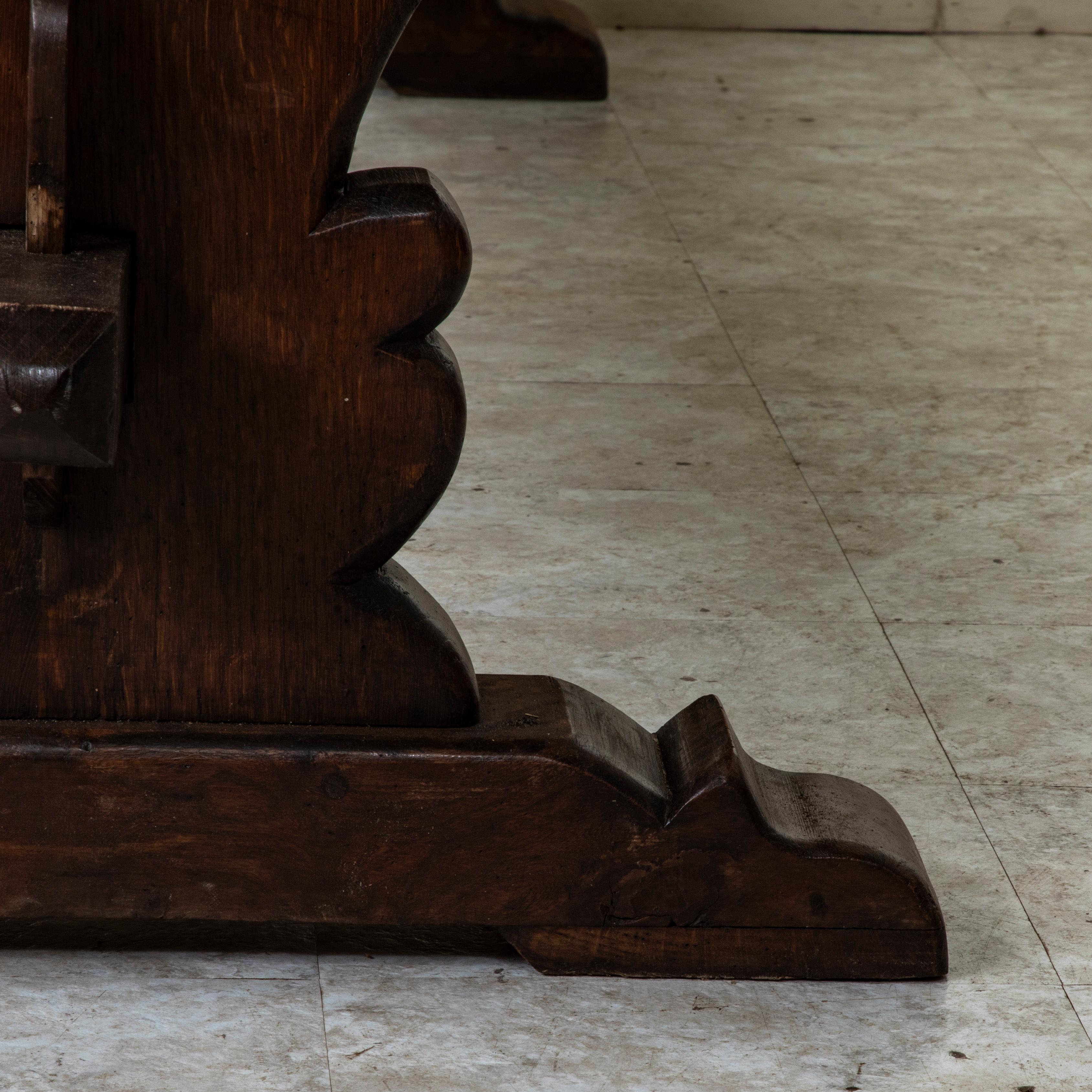 Mesa de monasterio francesa de roble de principios del siglo XX, mesa de comedor, 3 metros de largo en venta 10
