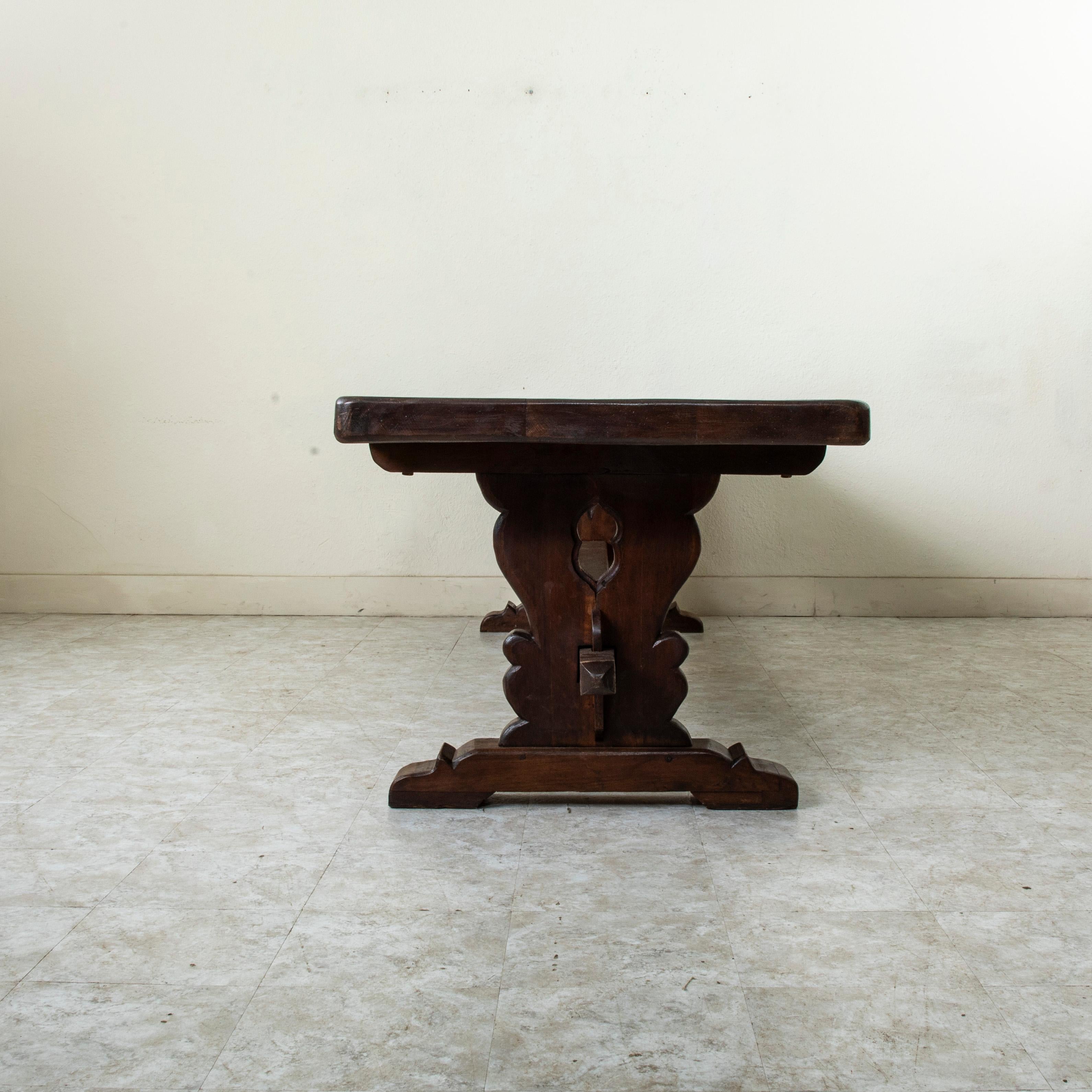 Mesa de monasterio francesa de roble de principios del siglo XX, mesa de comedor, 3 metros de largo Francés en venta
