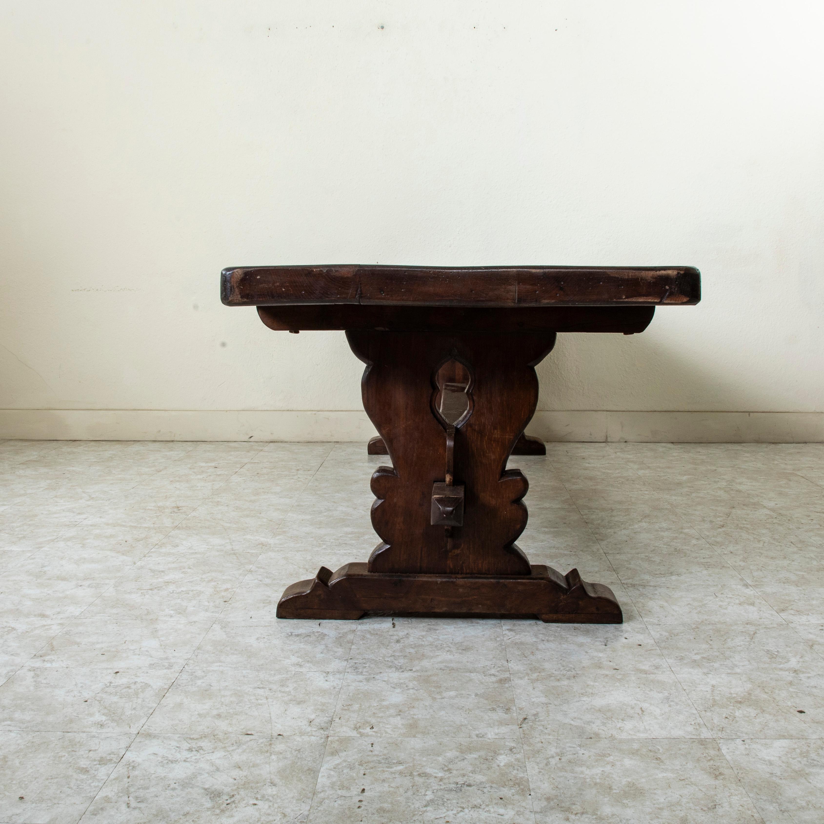 Mesa de monasterio francesa de roble de principios del siglo XX, mesa de comedor, 3 metros de largo en venta 1