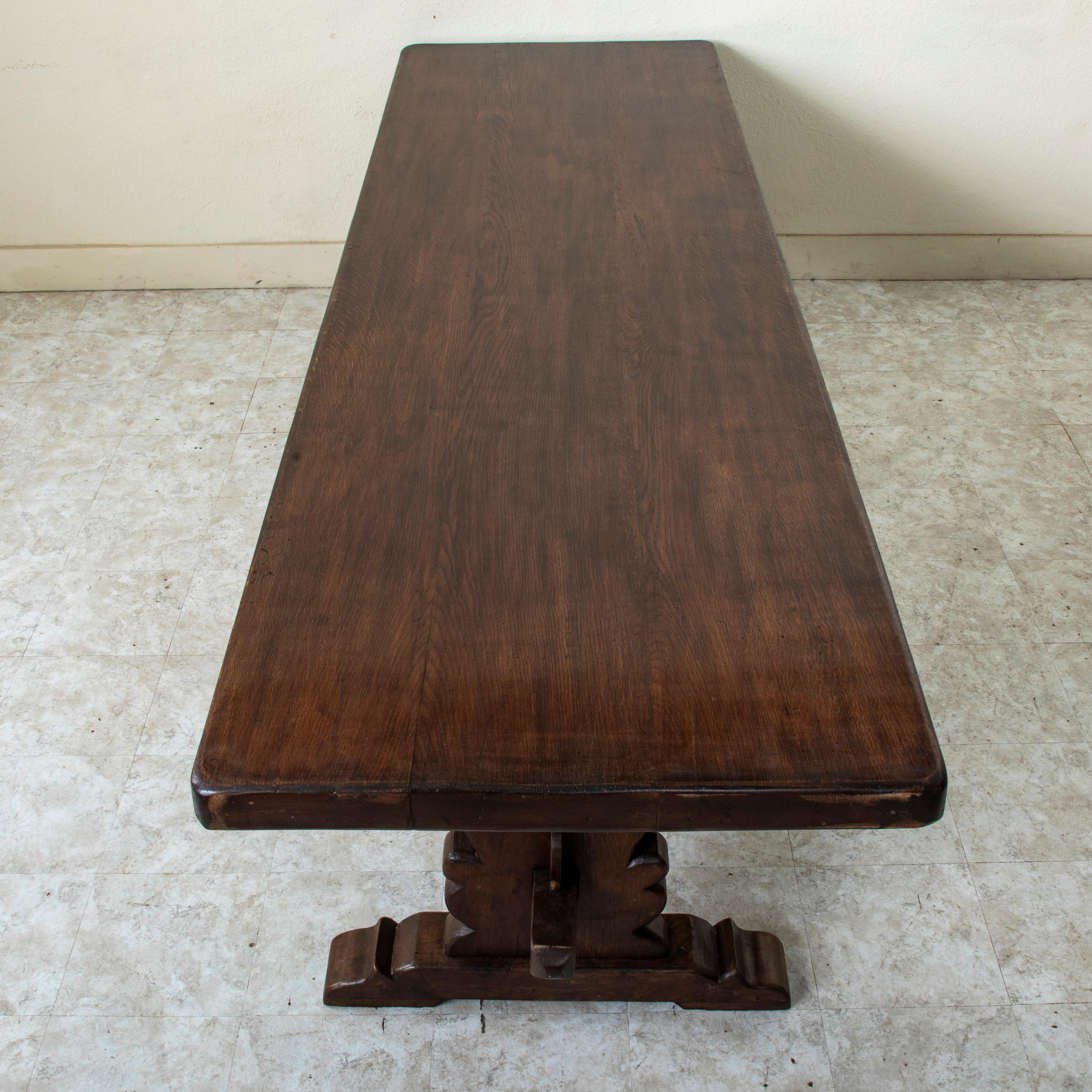 Mesa de monasterio francesa de roble de principios del siglo XX, mesa de comedor, 3 metros de largo en venta 2