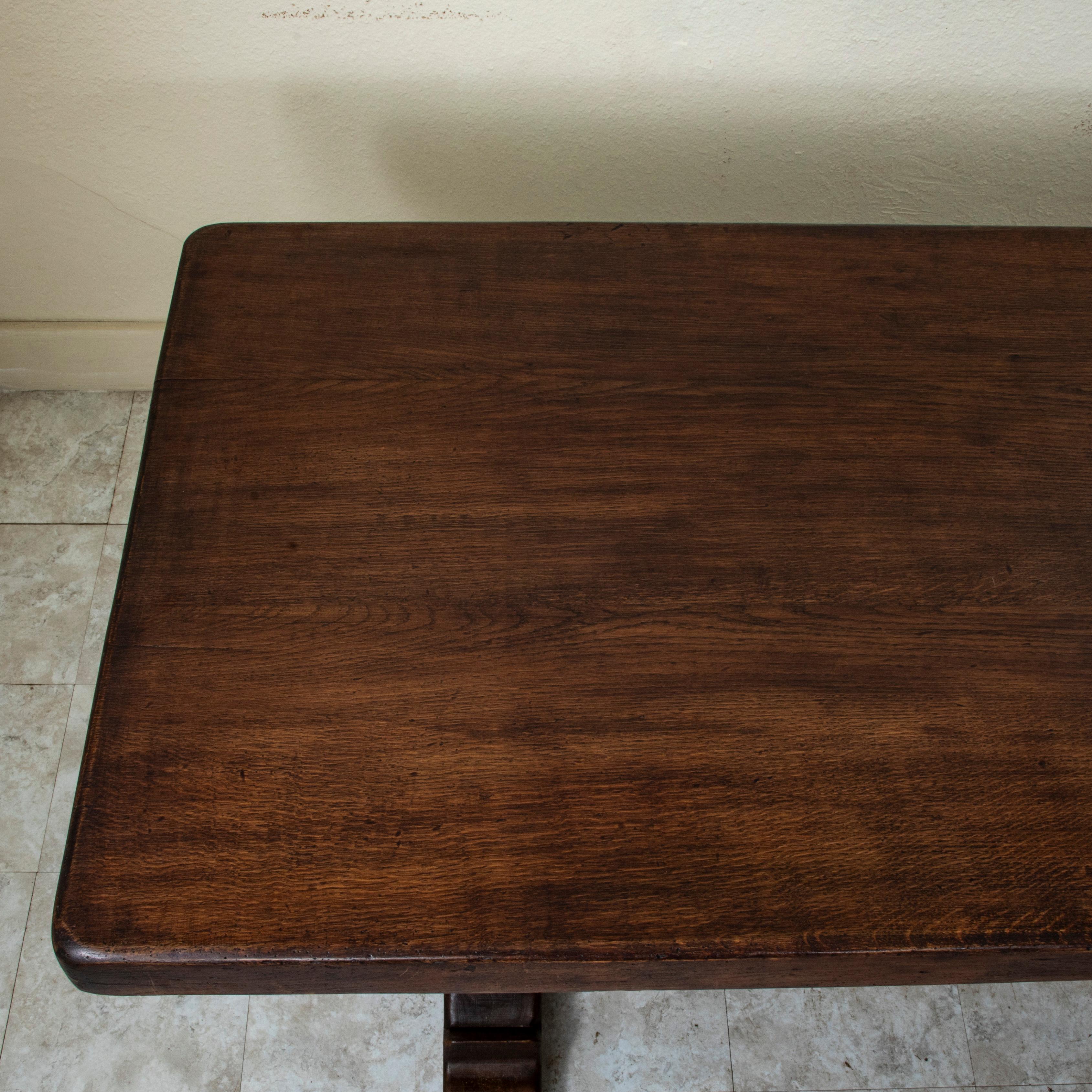 Mesa de monasterio francesa de roble de principios del siglo XX, mesa de comedor, 3 metros de largo en venta 4