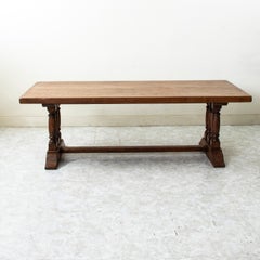 Table de monastère en chêne français du début du 20e siècle, table de salle à manger, table de ferme