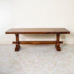 Early 20th Century French Oak Monastery Table or Trestle Dining Table