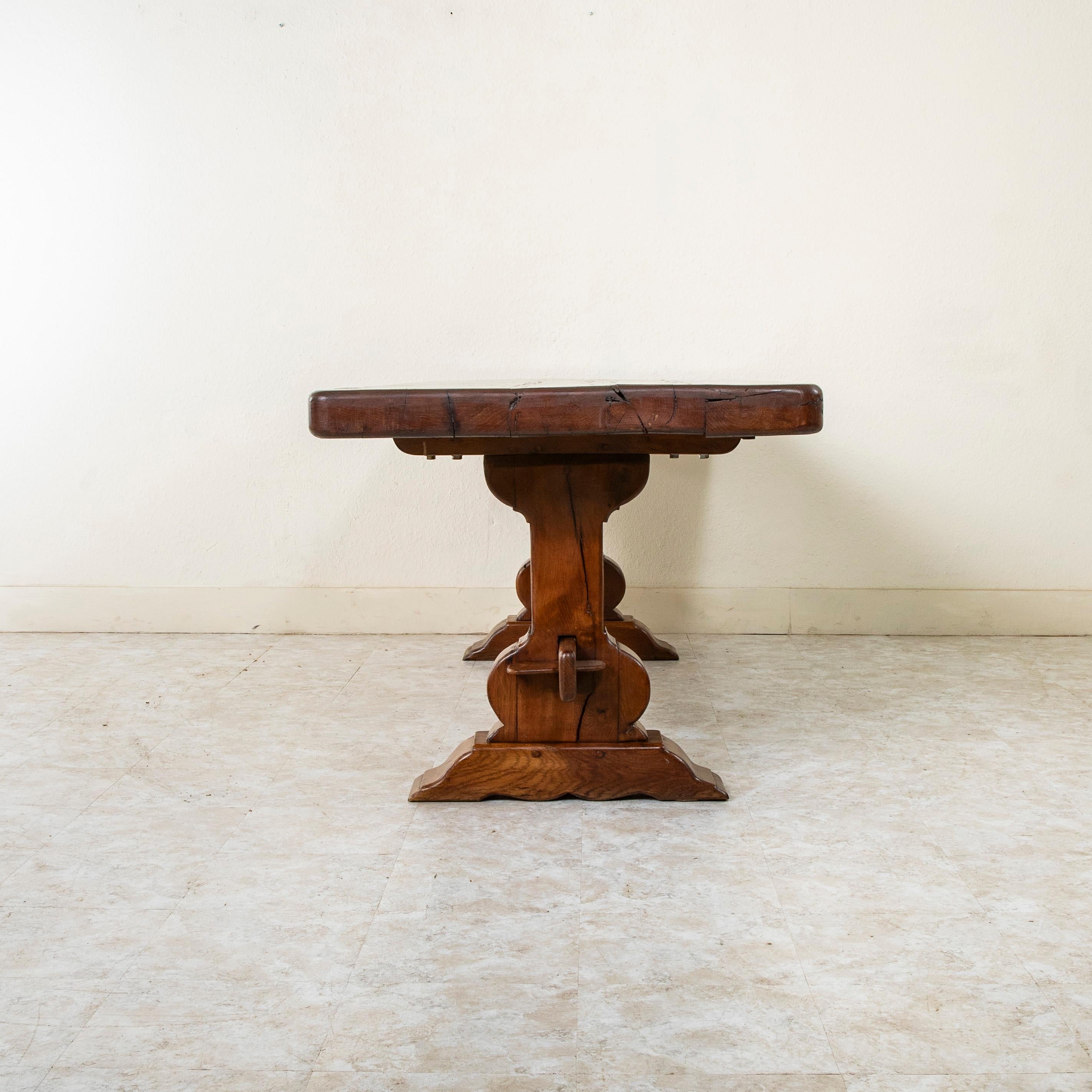 Early 20th Century French Oak Monastery Table or Trestle Dining Table 1