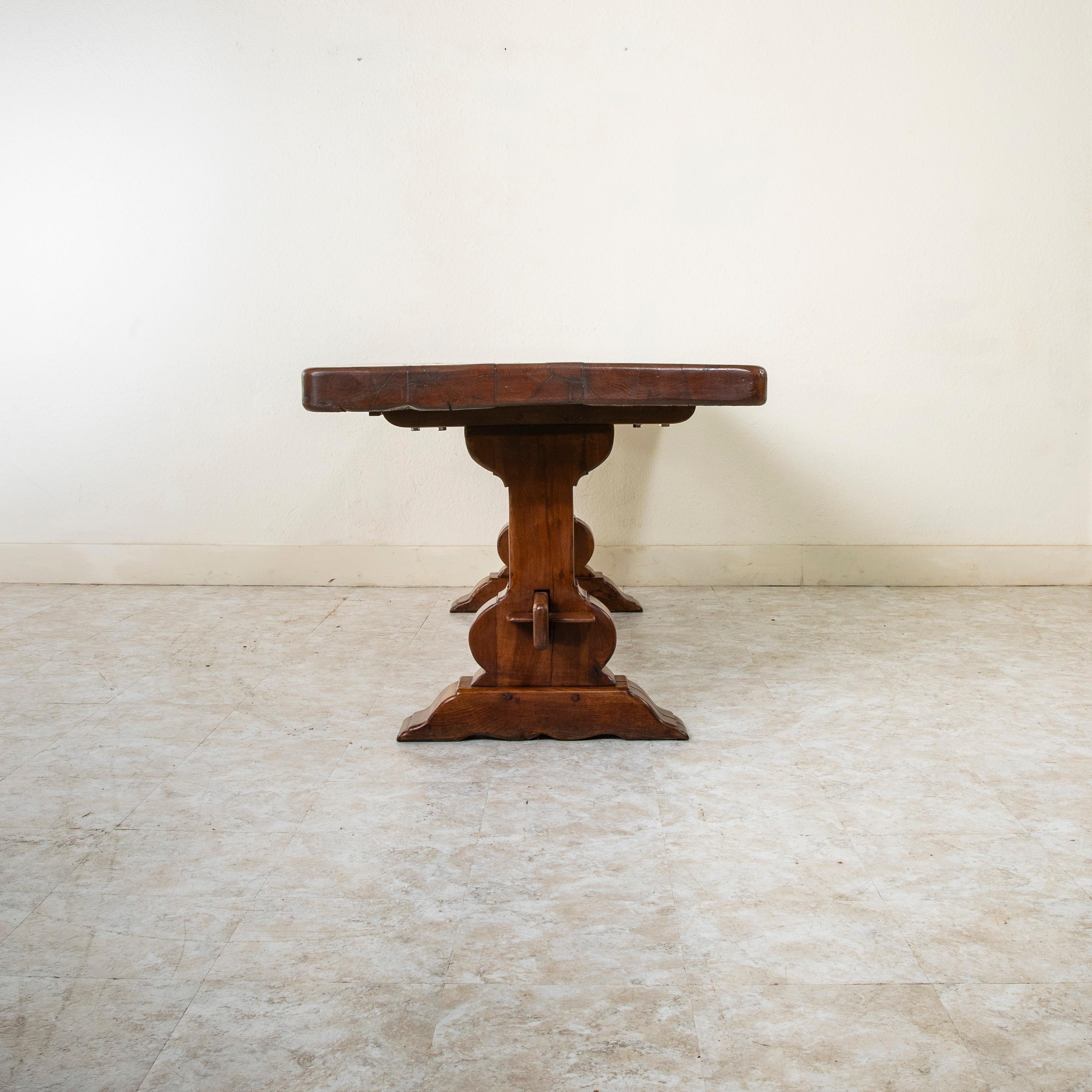 Early 20th Century French Oak Monastery Table or Trestle Dining Table 3