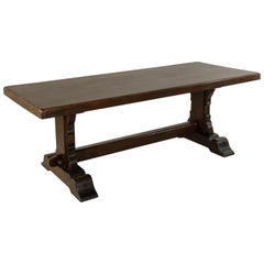 Early 20th Century French Oak Monastery Table, Trestle Dining Table, circa 1910