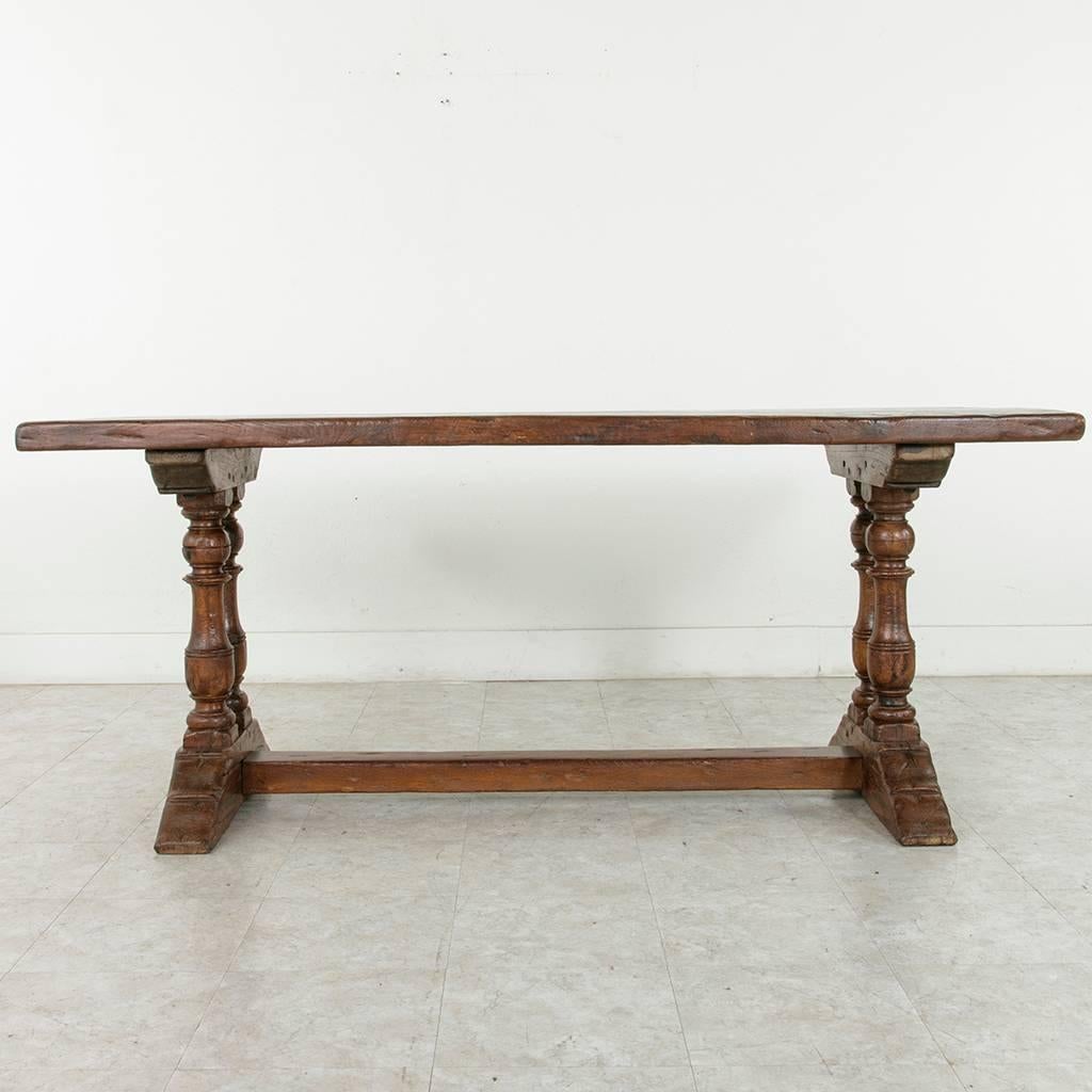 Early 20th Century French Oak Monastery Table, Top Formed from One Single Plank 1