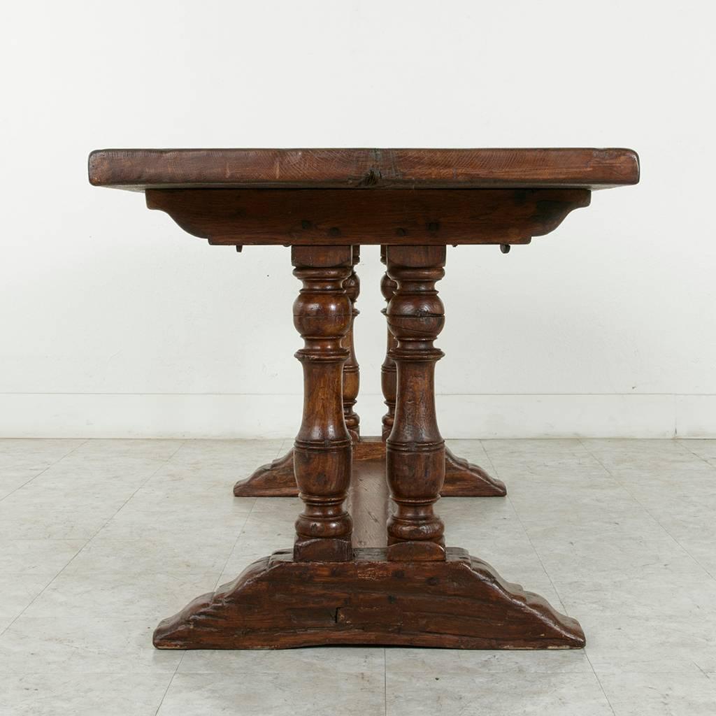 Early 20th Century French Oak Monastery Table, Top Formed from One Single Plank 2