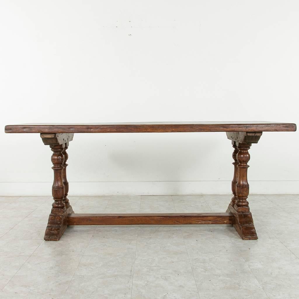 Early 20th Century French Oak Monastery Table, Top Formed from One Single Plank 3