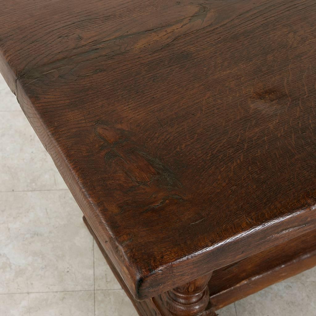 Early 20th Century French Oak Monastery Table, Top Formed from One Single Plank 5